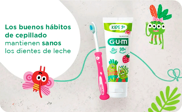 GUM BABY Cepillos de dientes en 4 colores y 2 Super Salvajes GUM