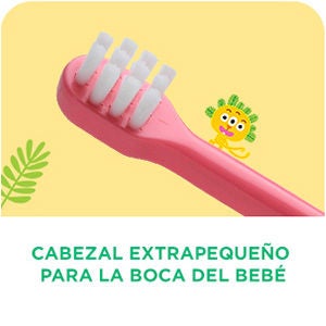 GUM BABY Cepillo de dientes con zoom en las cerdas suaves y un compañero de la jungla en el mango