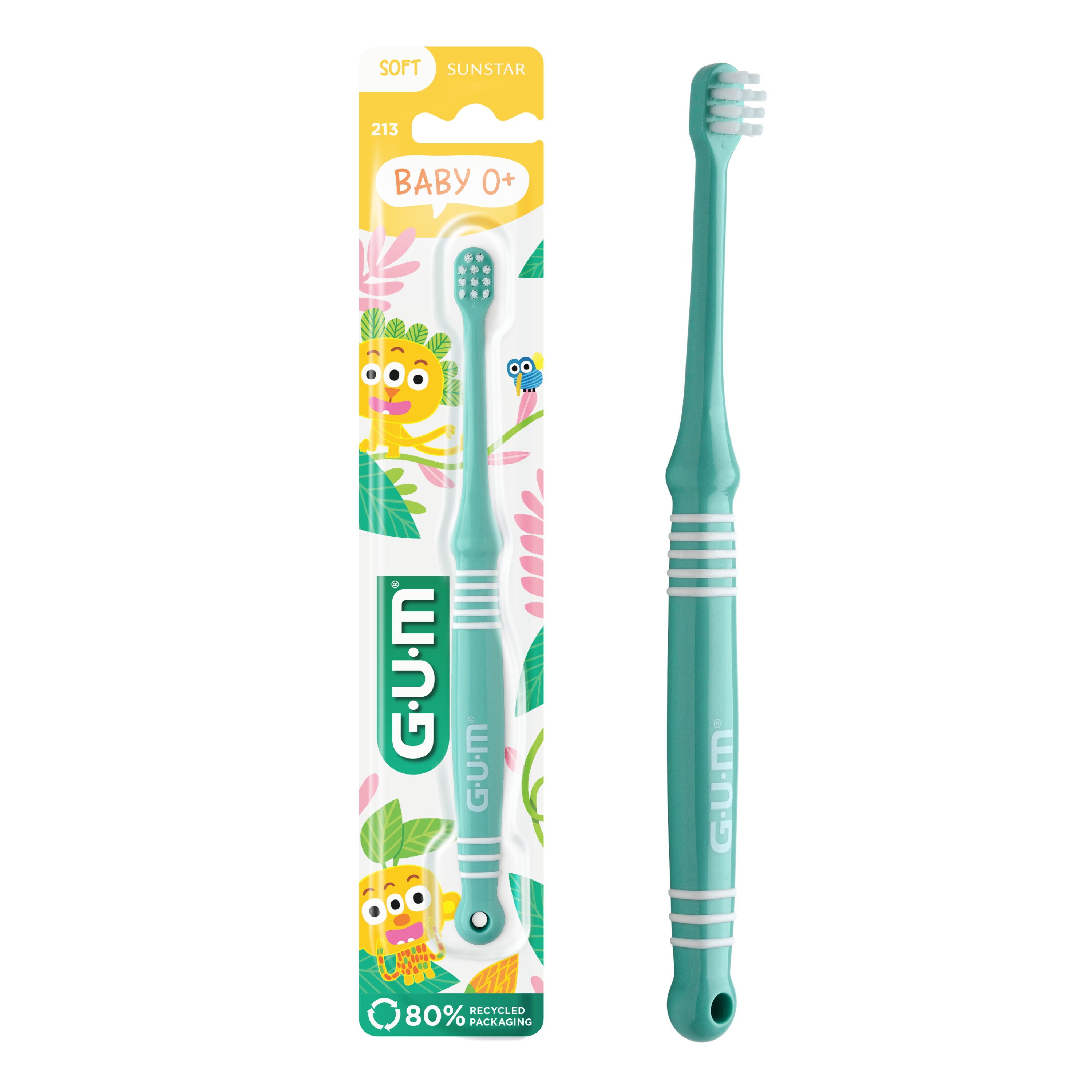 GUM BABY Brosses à dents en 4 couleurs et 2 copains de la jungle
