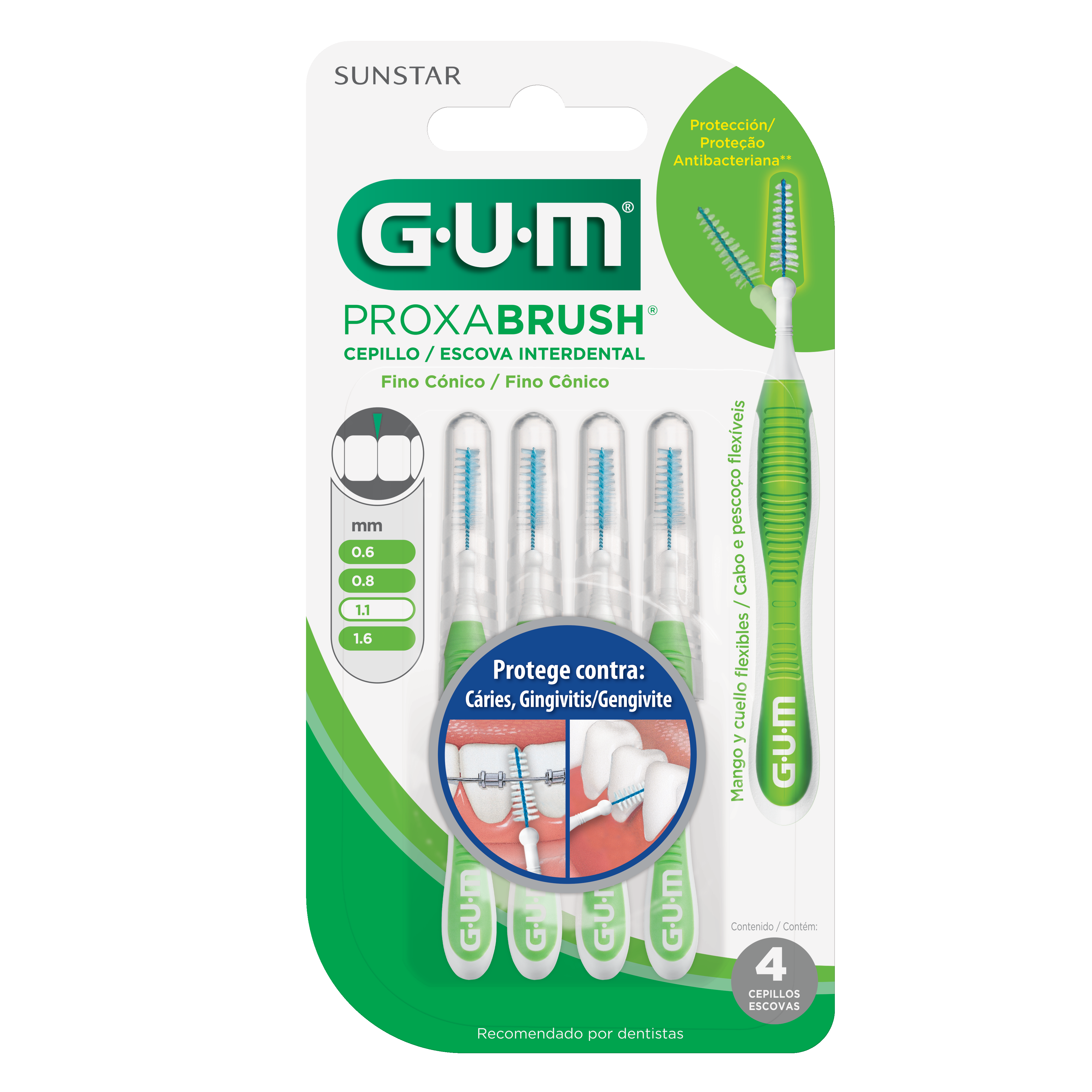 GUM Proxabrush Cepillos Interdentales Portatiles 1,1mm