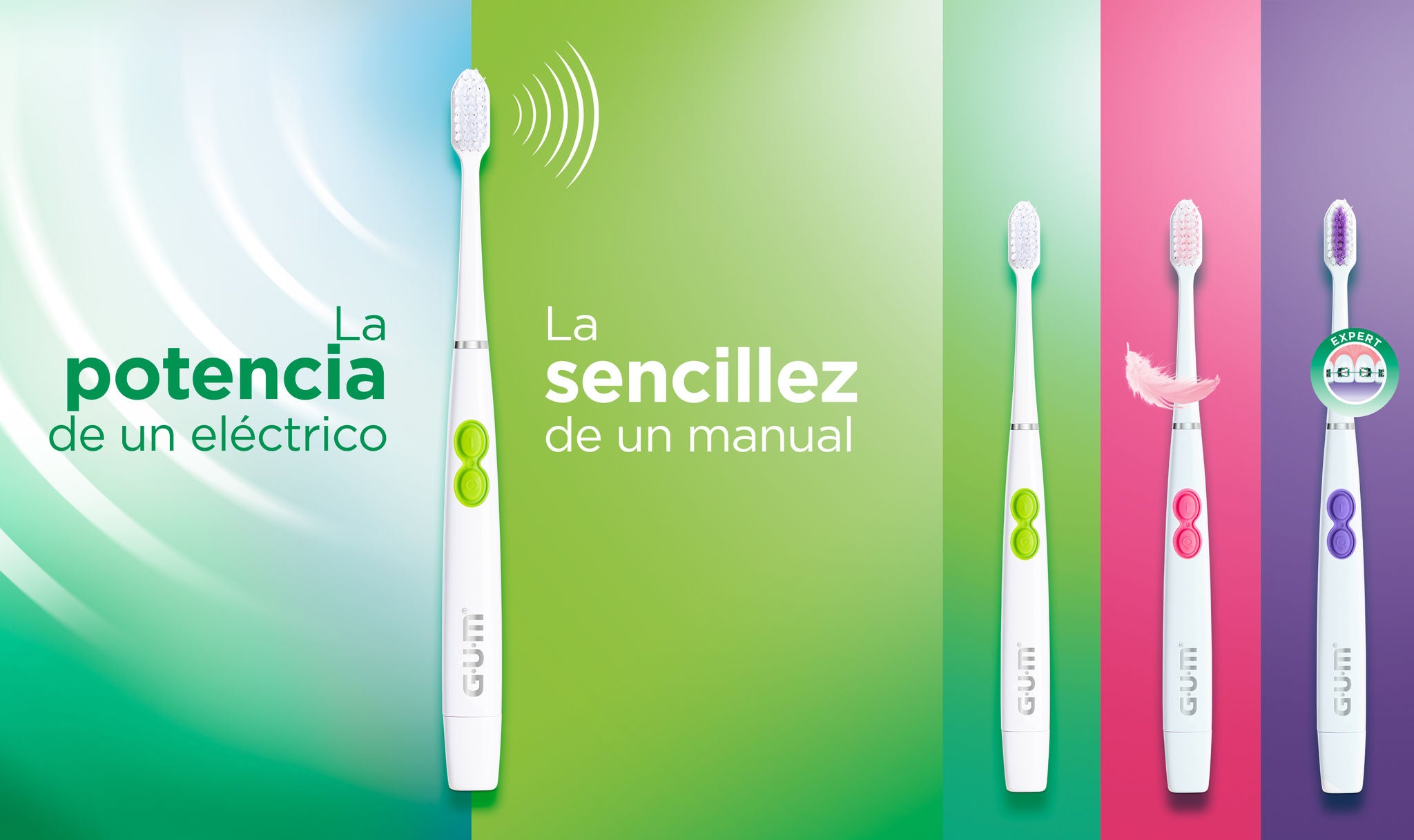 Tres modelos de cepillos sonicos GUM