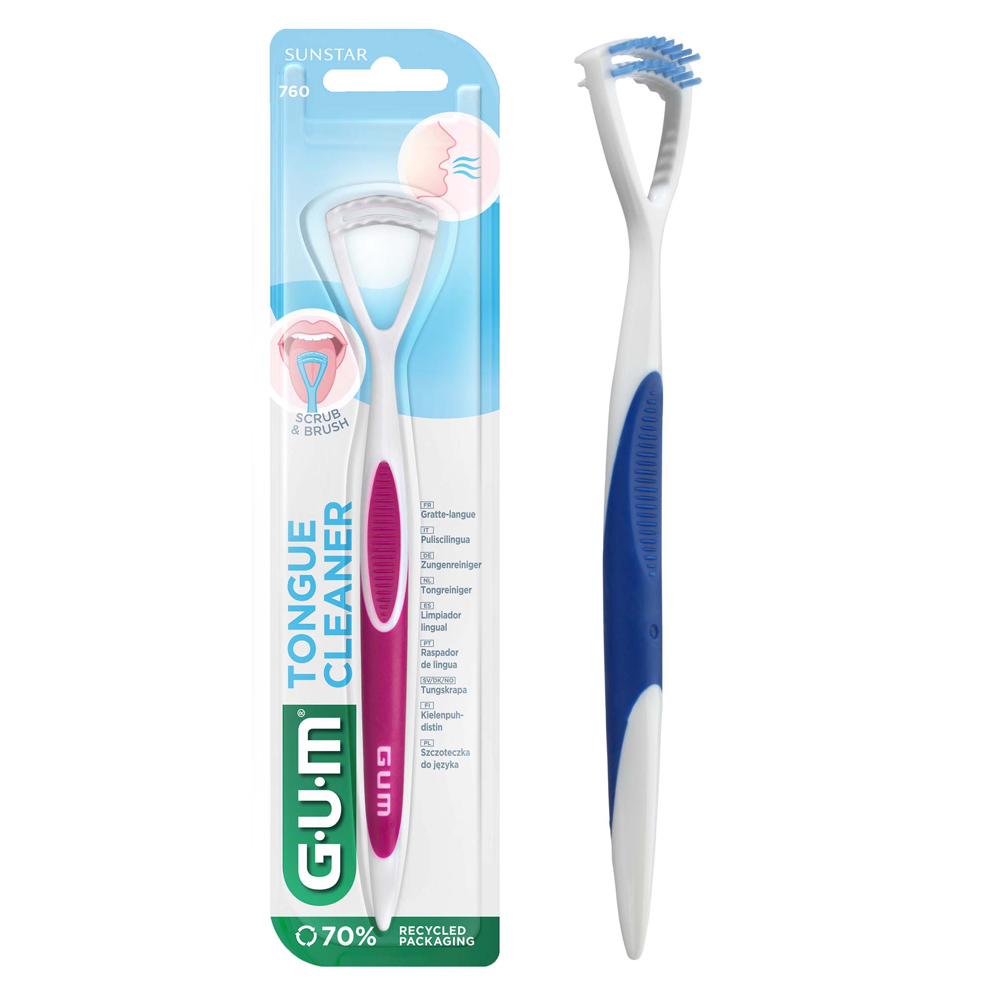 GUM Tongue Cleaner with Scraper and Brush