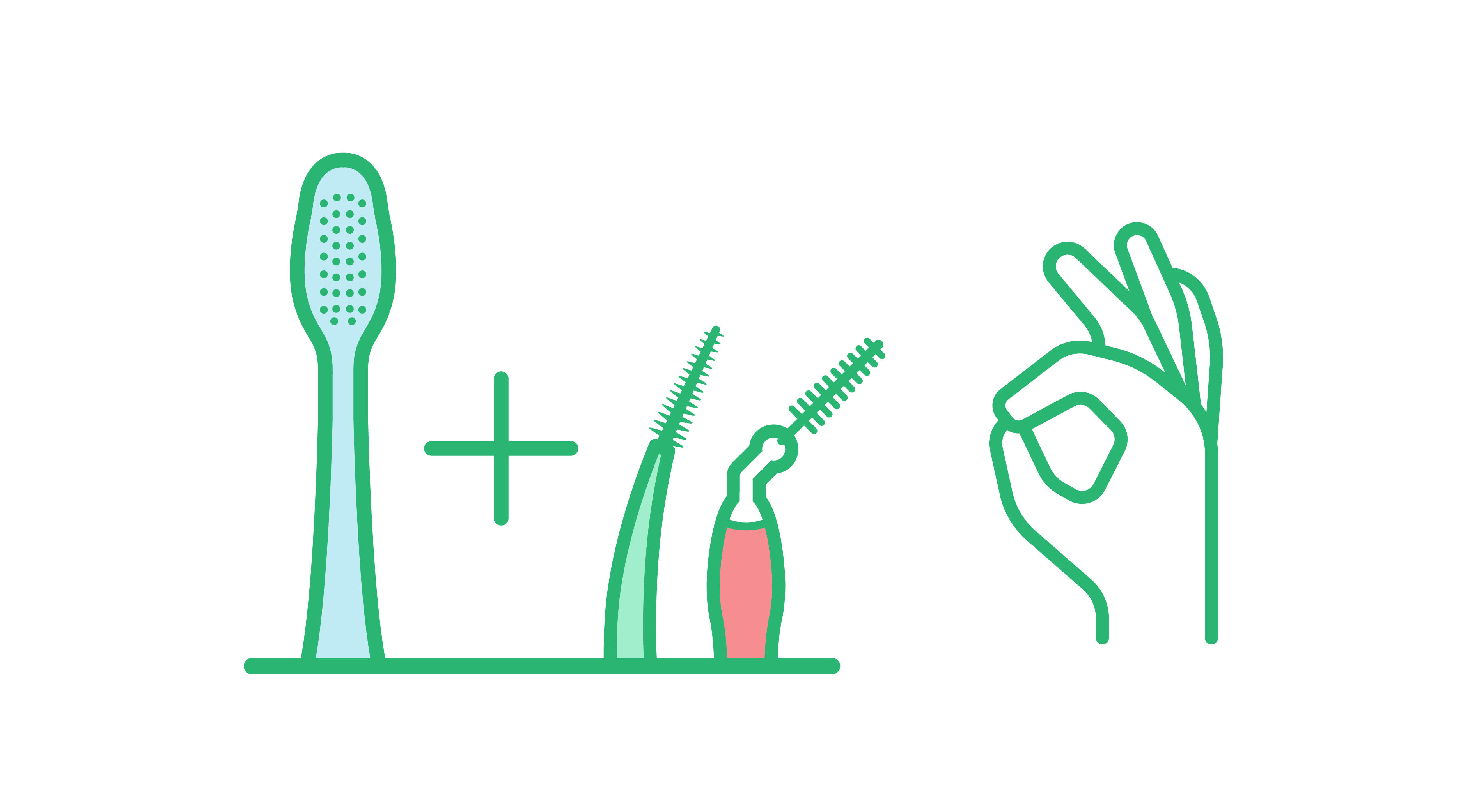 Illustration Zahnbürste und zusätzlich Interdentalreiniger benutzen 