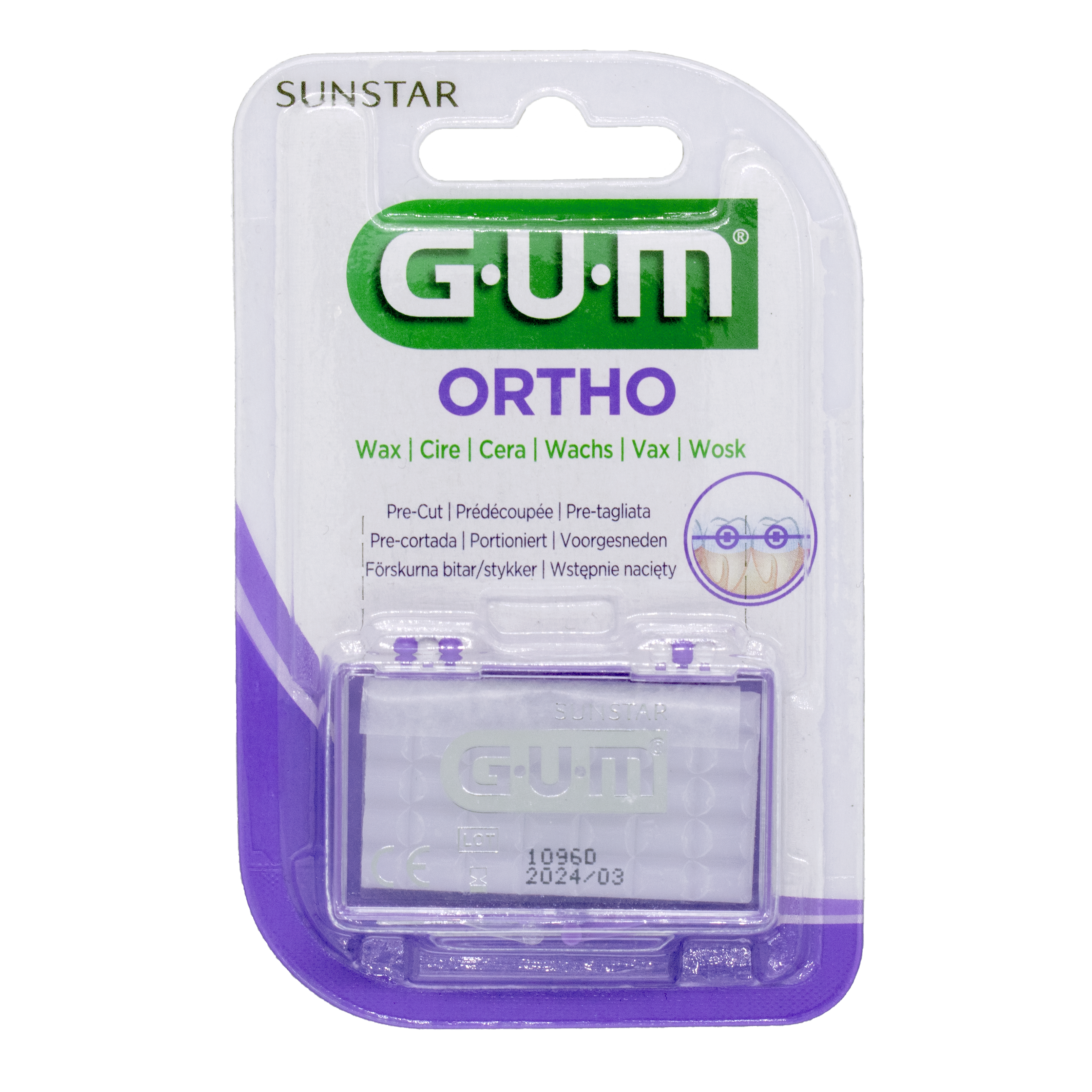 GUM ORTHO Wax | Protects Against Pain Caused By Braces | Pre-cut Wax