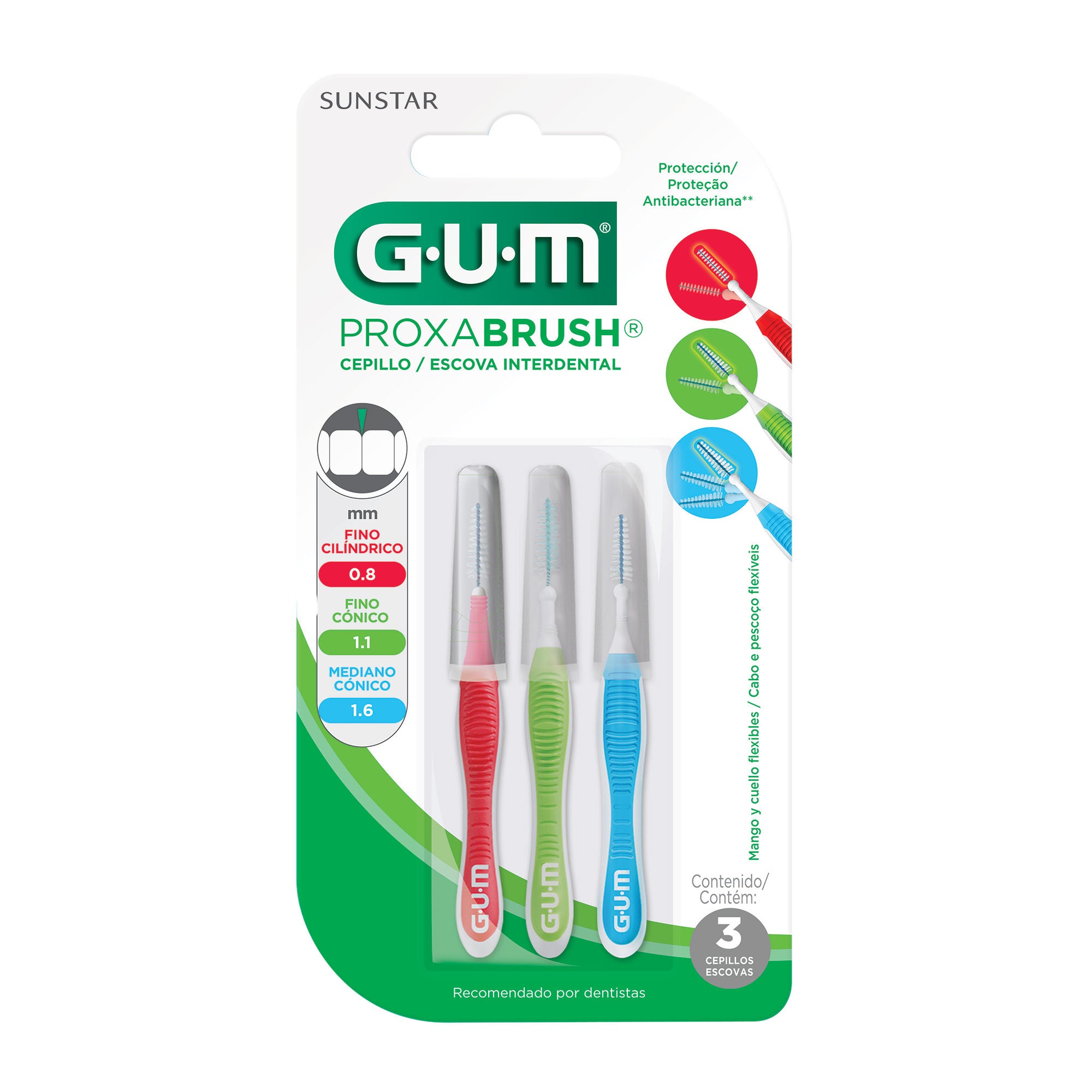 Escova Interdental Proxabrush GUM | Mix de Tamanhos (0.8mm, 1.1mm e 1.6mm)