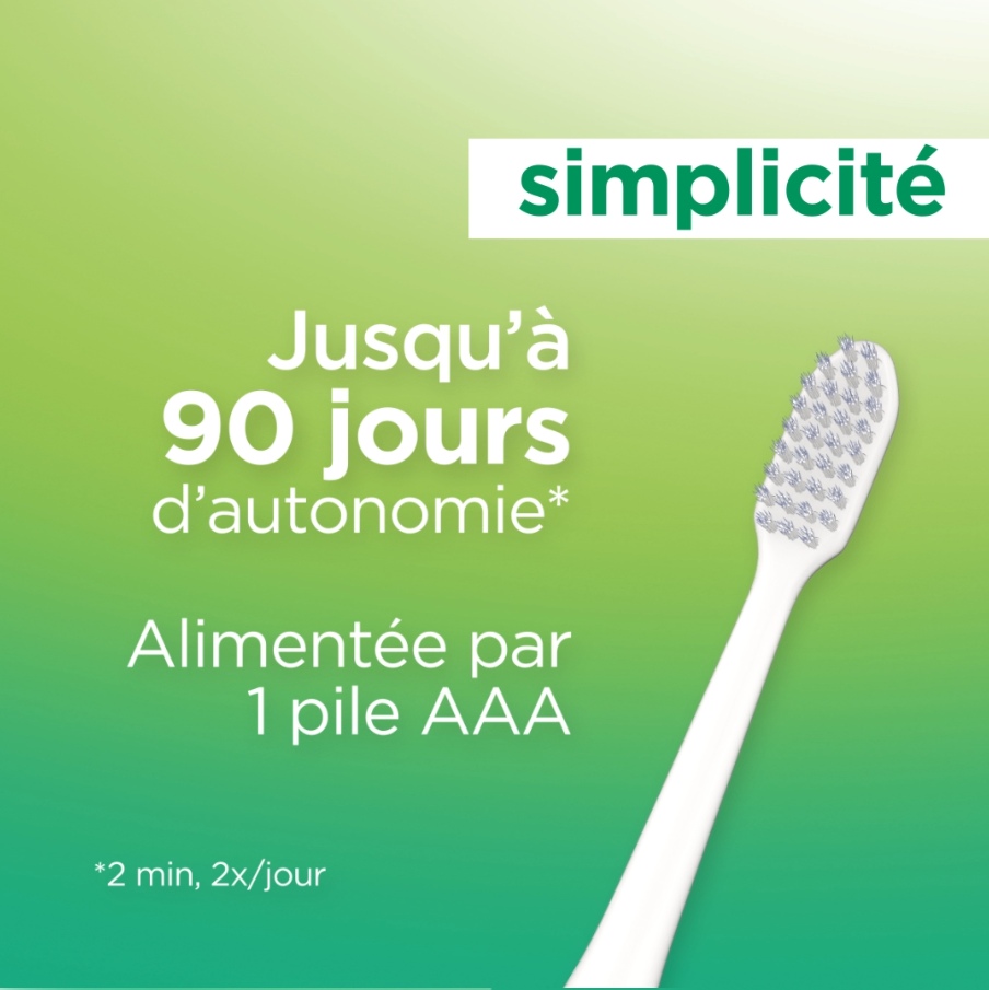 GUM SONIC DAILY jusqu'à 90 jours d'autonomie, fonctionne avec une pile. 