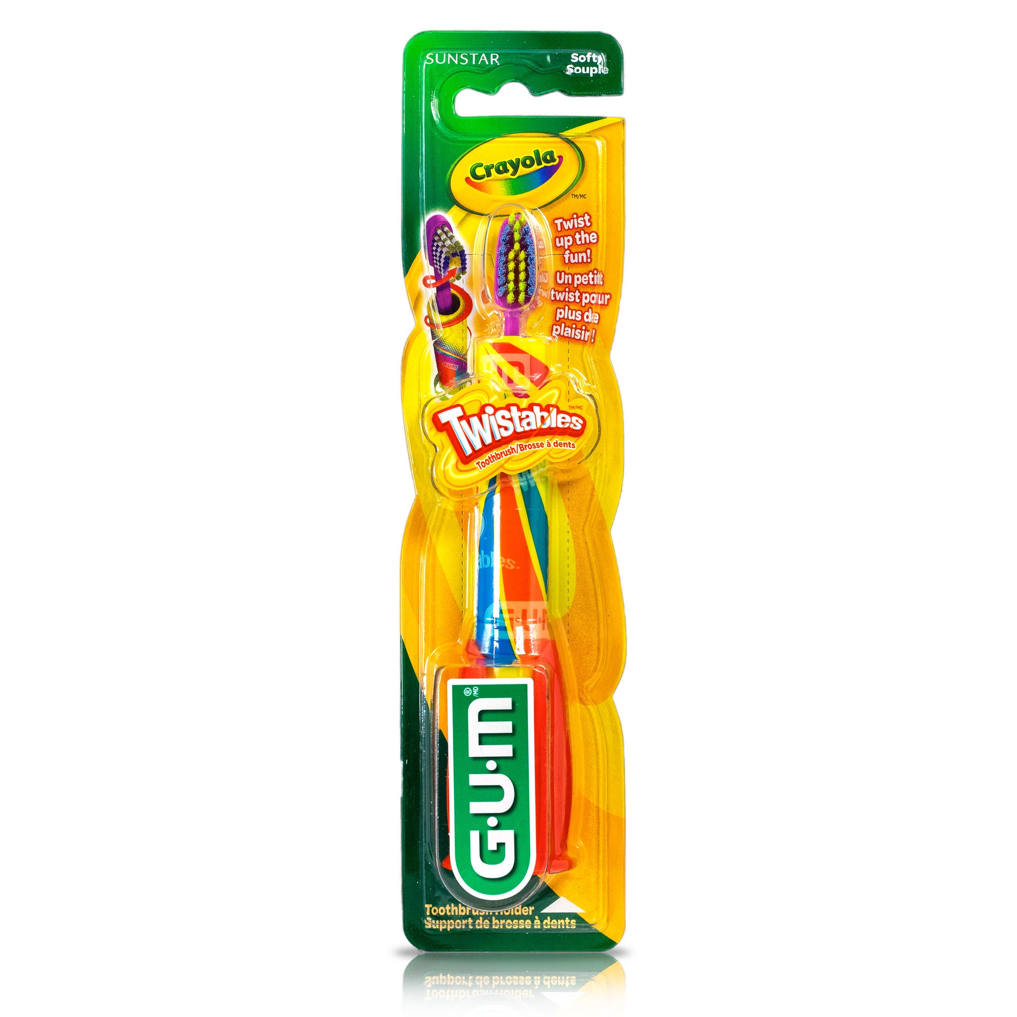 GUM CRAYOLA TWISTABLES Kids' Toothbrush, Soft Bristles, 3+