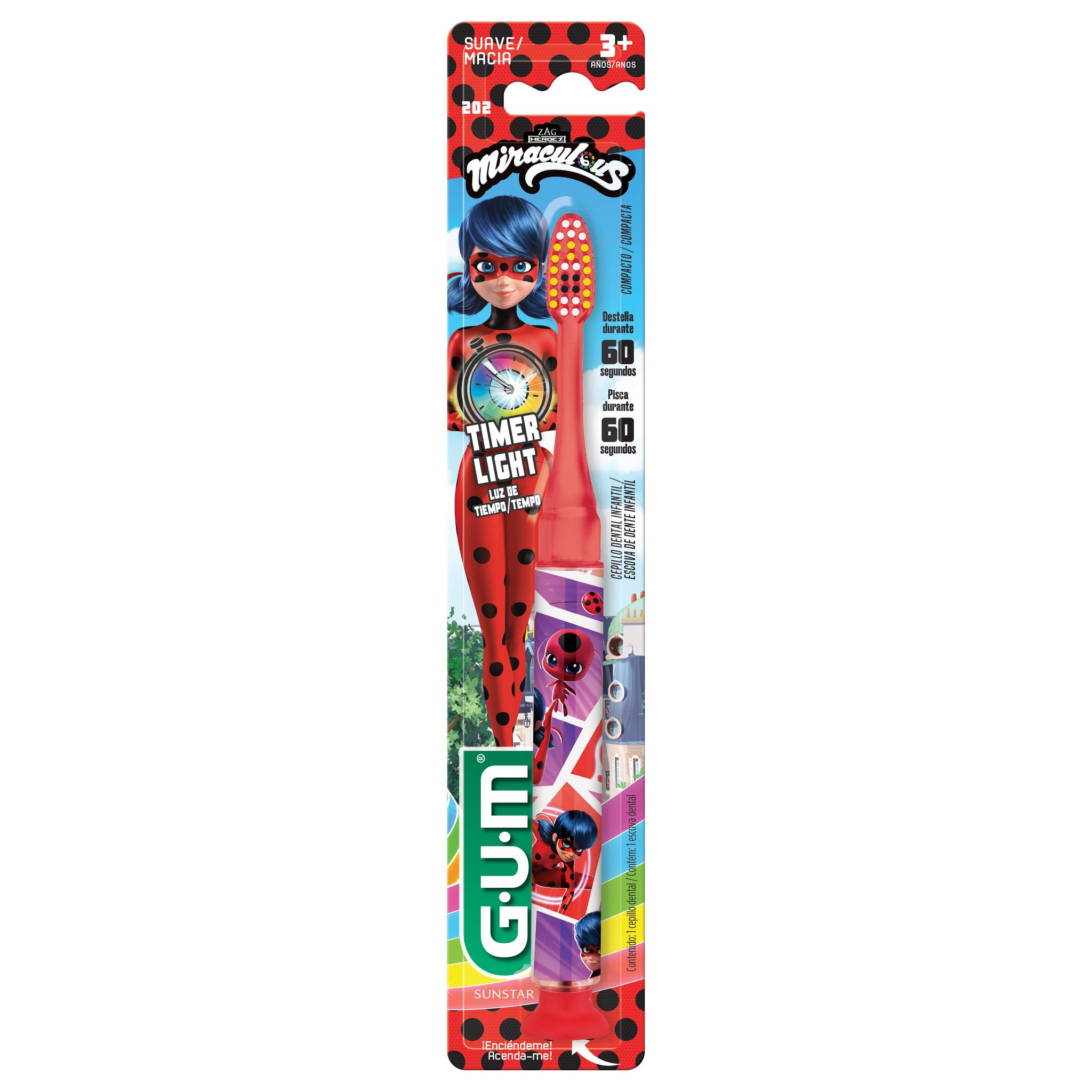 GUM Cepillo de Dientes con Luz Miraculous Ladybug GUM Cepillo de Dientes con Luz Miraculous Ladybug