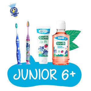 GUM JUNIOR Dentifricio, GUM JUNIOR Spazzolino da denti e Light-up, GUM JUNIOR collutorio