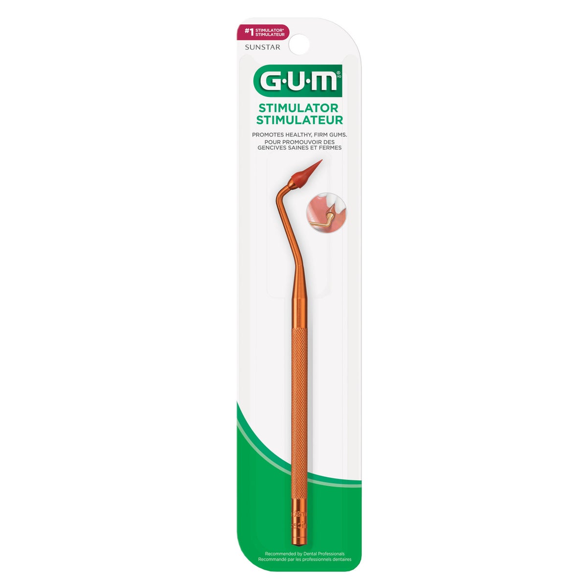 GUM® STIMULATOR Gently massages the gums and stimulates blood flow