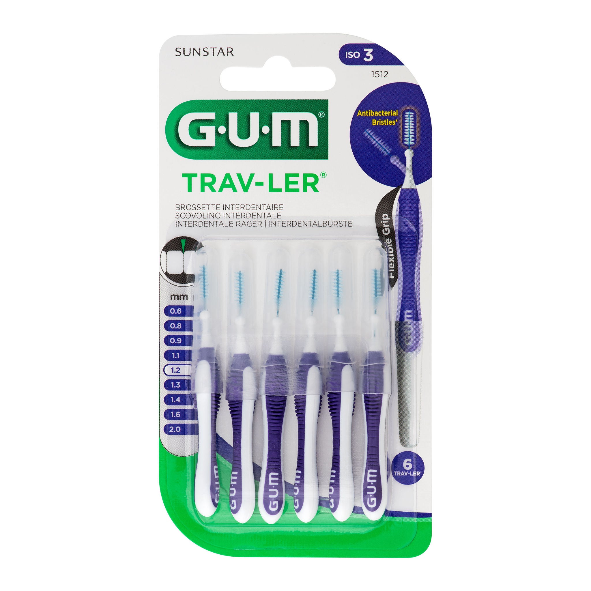 Spazzolino interdentale GUM TRAV-LER viola 