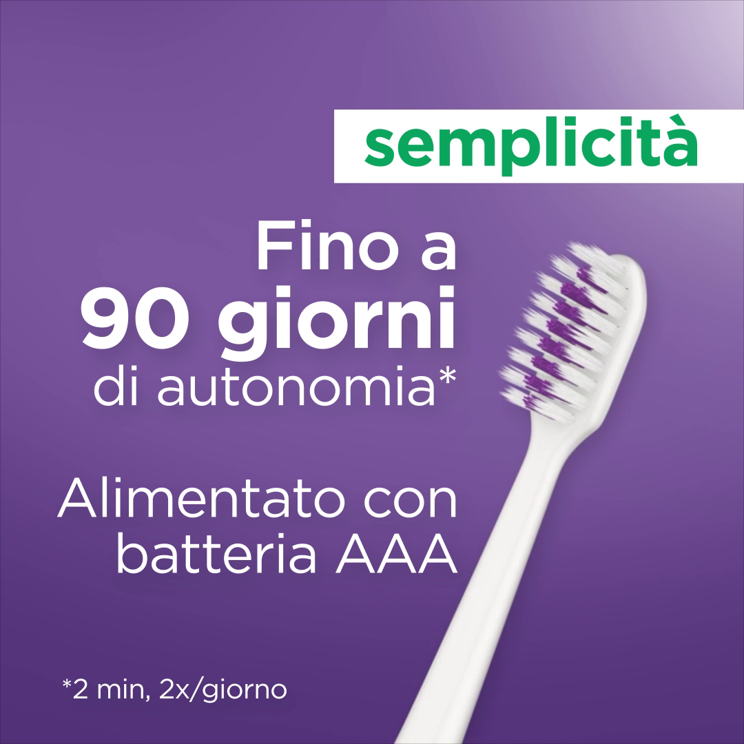 Spazzolino GUM SONIC ORTHO - 90 giorni di autonomia con una batteria AAA