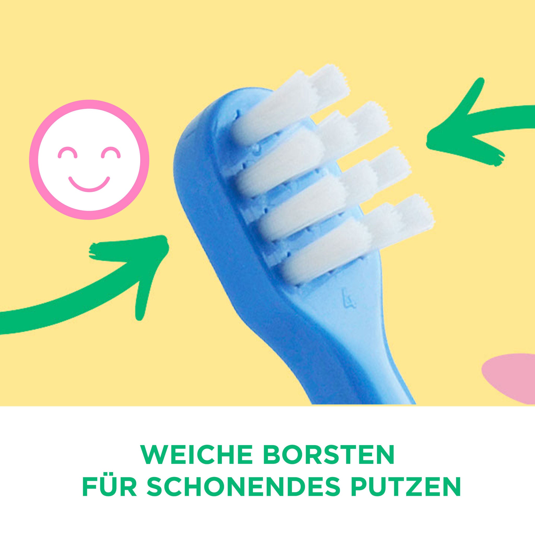 GUM BABY Zahnbürste mit Zoom auf den weichen Borsten und einem Dschungelkumpel auf dem Griff