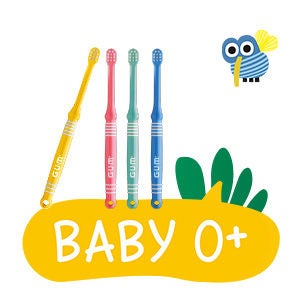 GUM BABY Zahnbürsten in 4 Farben und 2 Dschungel-Kumpels