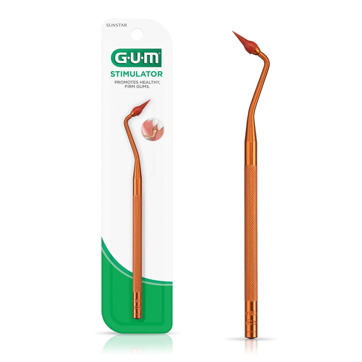 GUM® STIMULATOR Gently massages the gums and stimulates blood flow