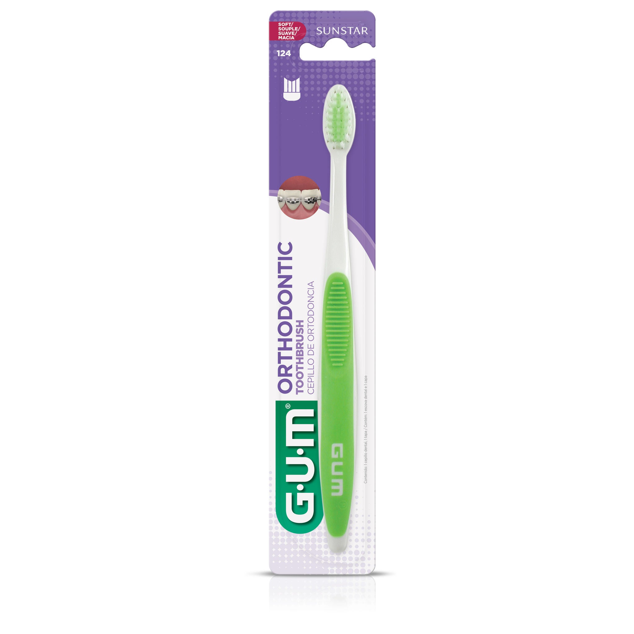 Brosse a dents orthodontique, Poils Souple, GUM