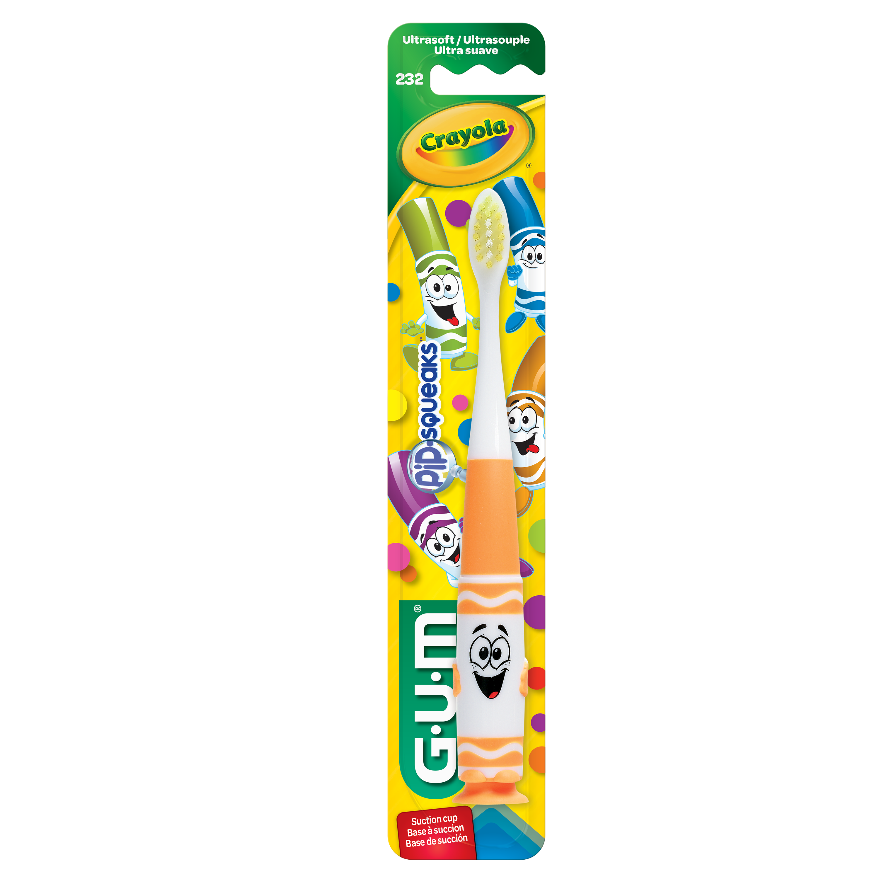 GUM CRAYOLA PIP-SQUEAKS Kids' Toothbrush, Soft Bristles, 3+