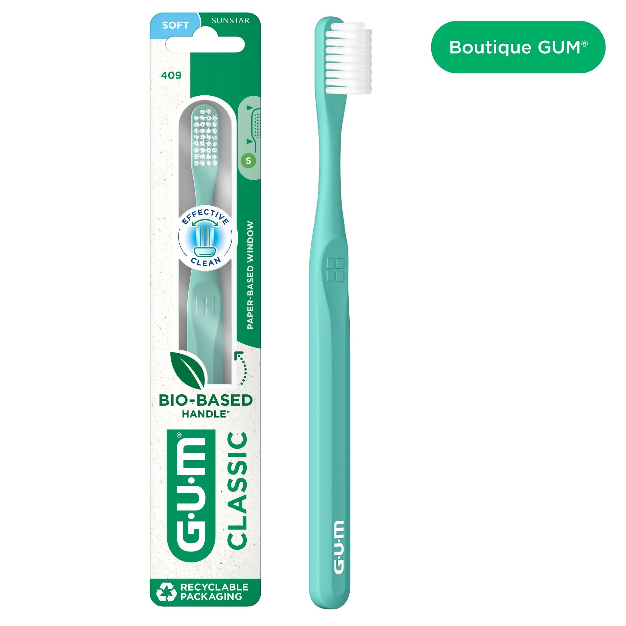 Product catalogue hub images - 409BTM2-GUM-CLASSIC-TOOTHBRUSH-COMPACT-SOFT-GREEN-hero-DTC