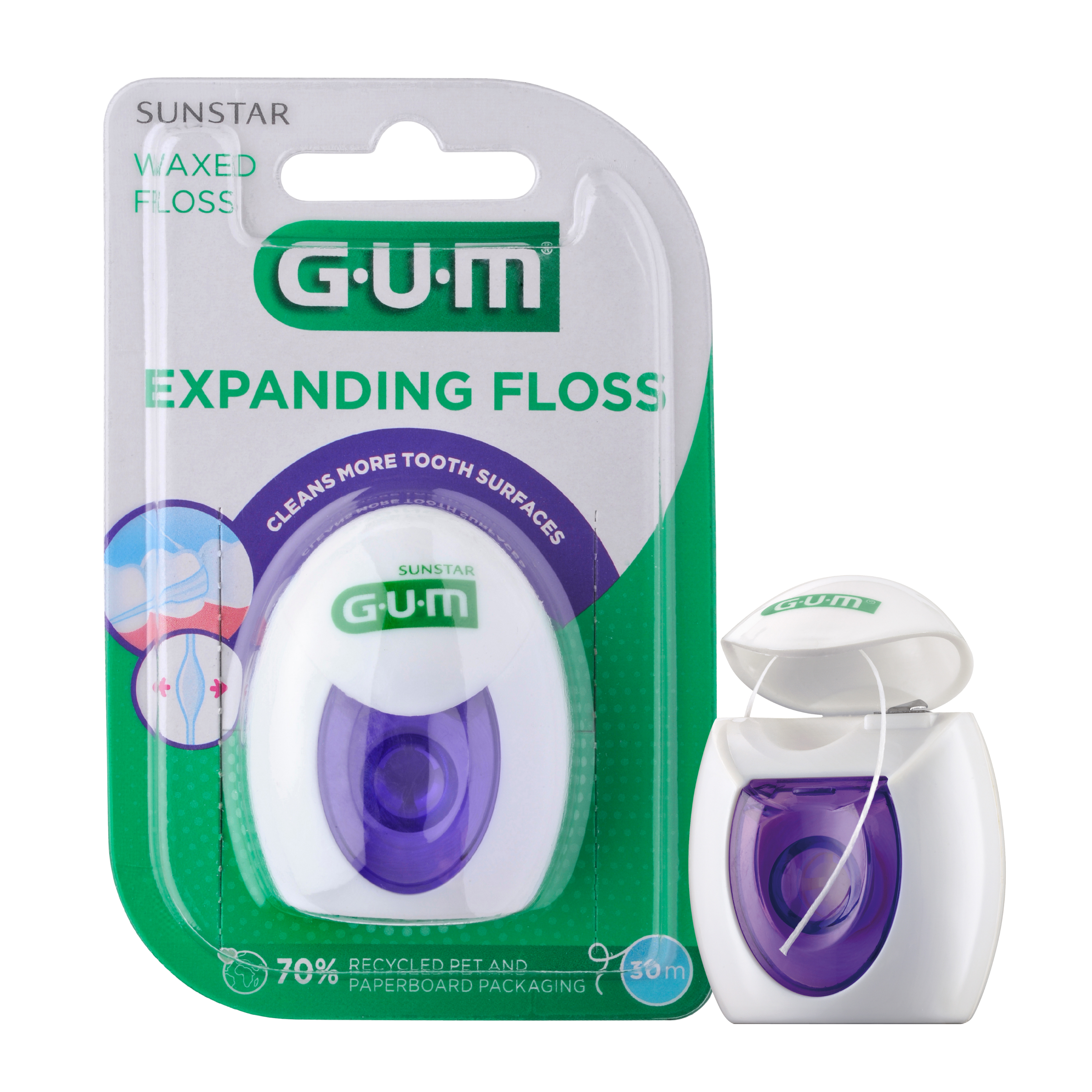 חוט דנטלי מתרחב GUM לניקוי שיניים יעיל