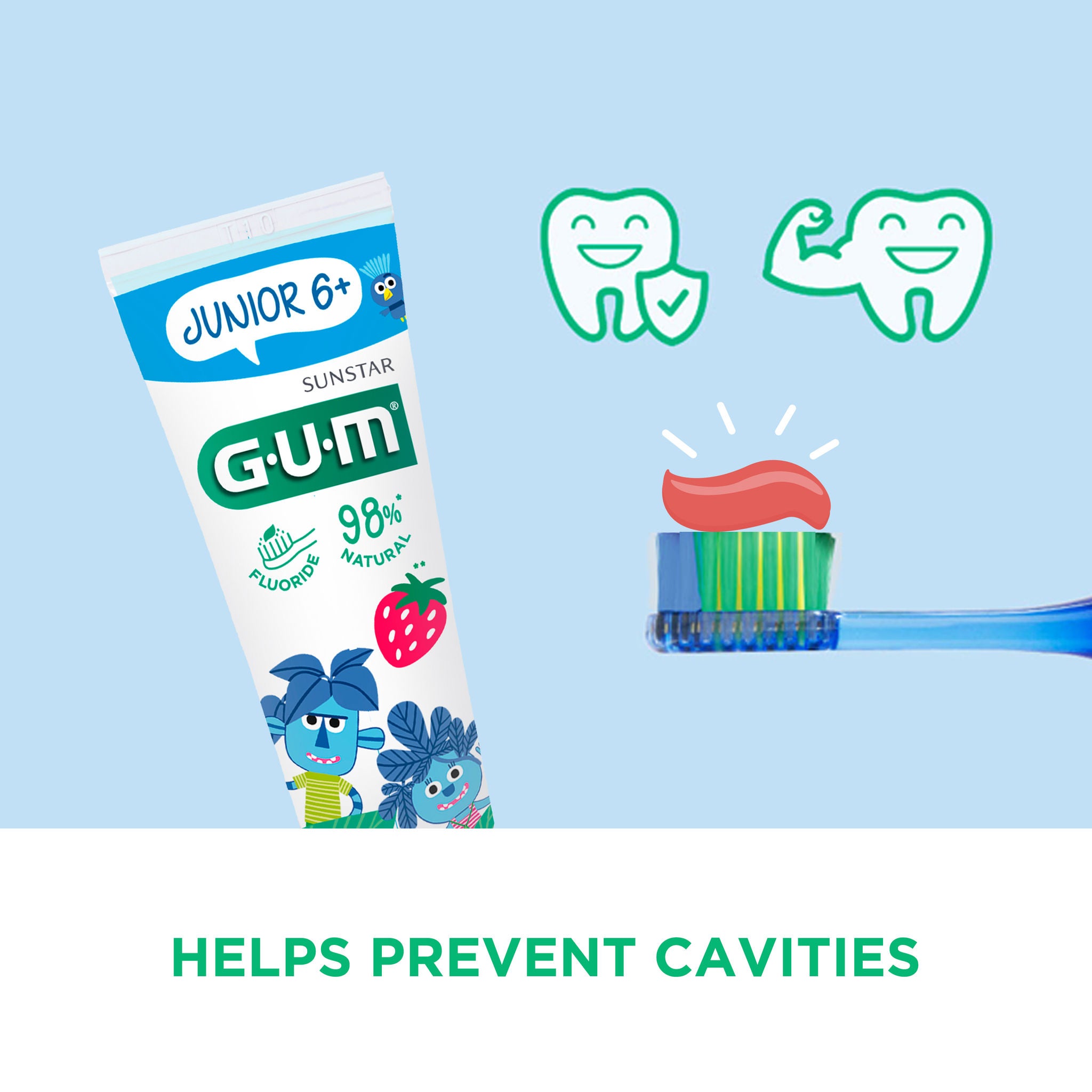 GUM JUNIOR Pasta do zębów z ilością pasty dodawanej na szczoteczkę