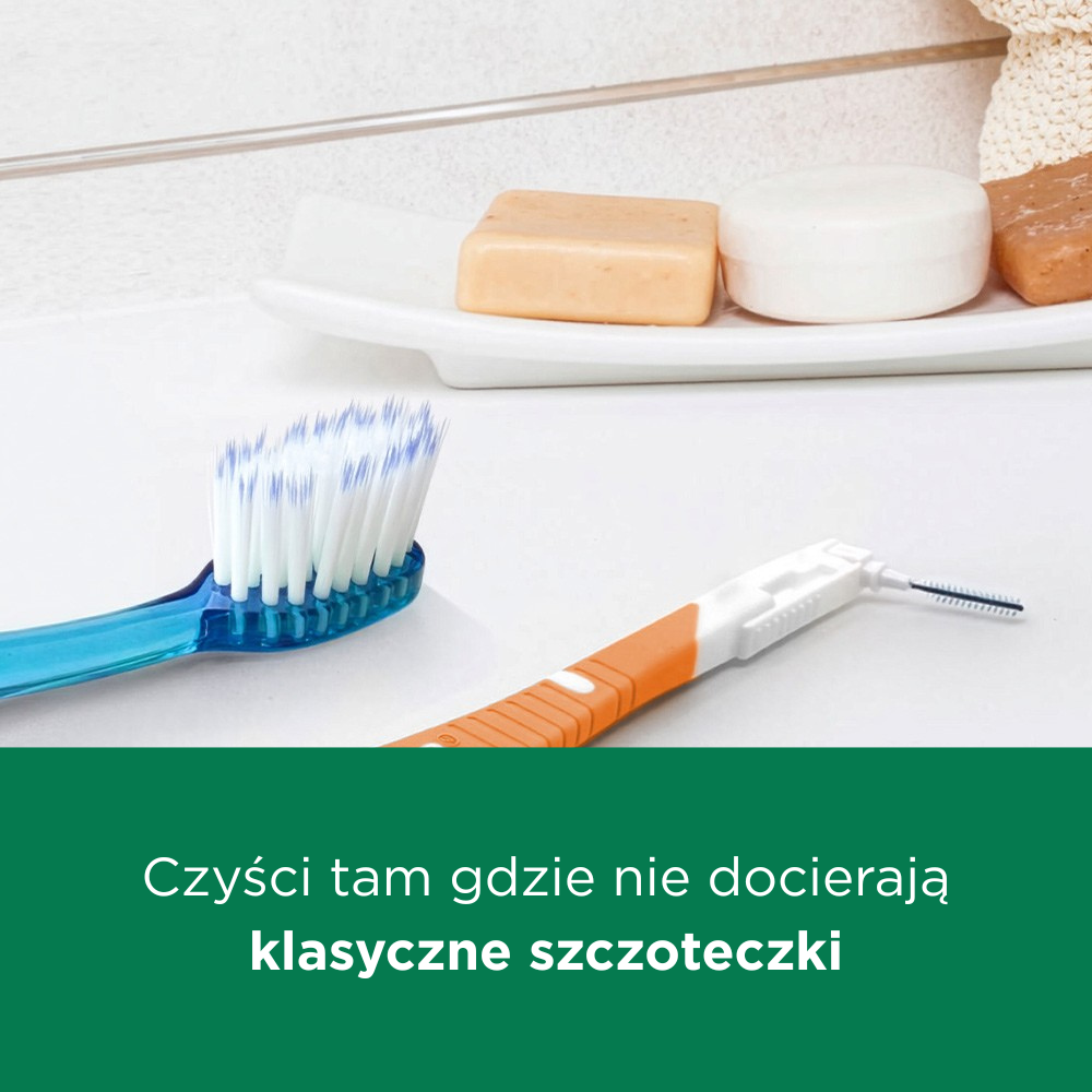 GUM BI-DIRECTION interdental brush with GUM PRO Toothbrush in the bathroom
