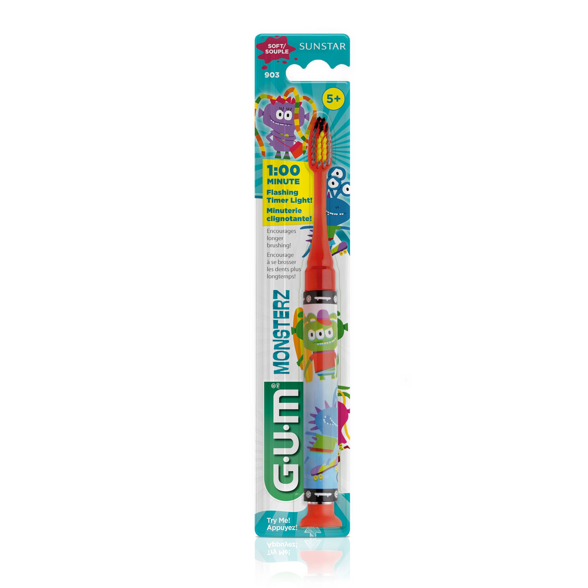GUM Kids' Timer Toothbrush, Soft Bristles, 5+
