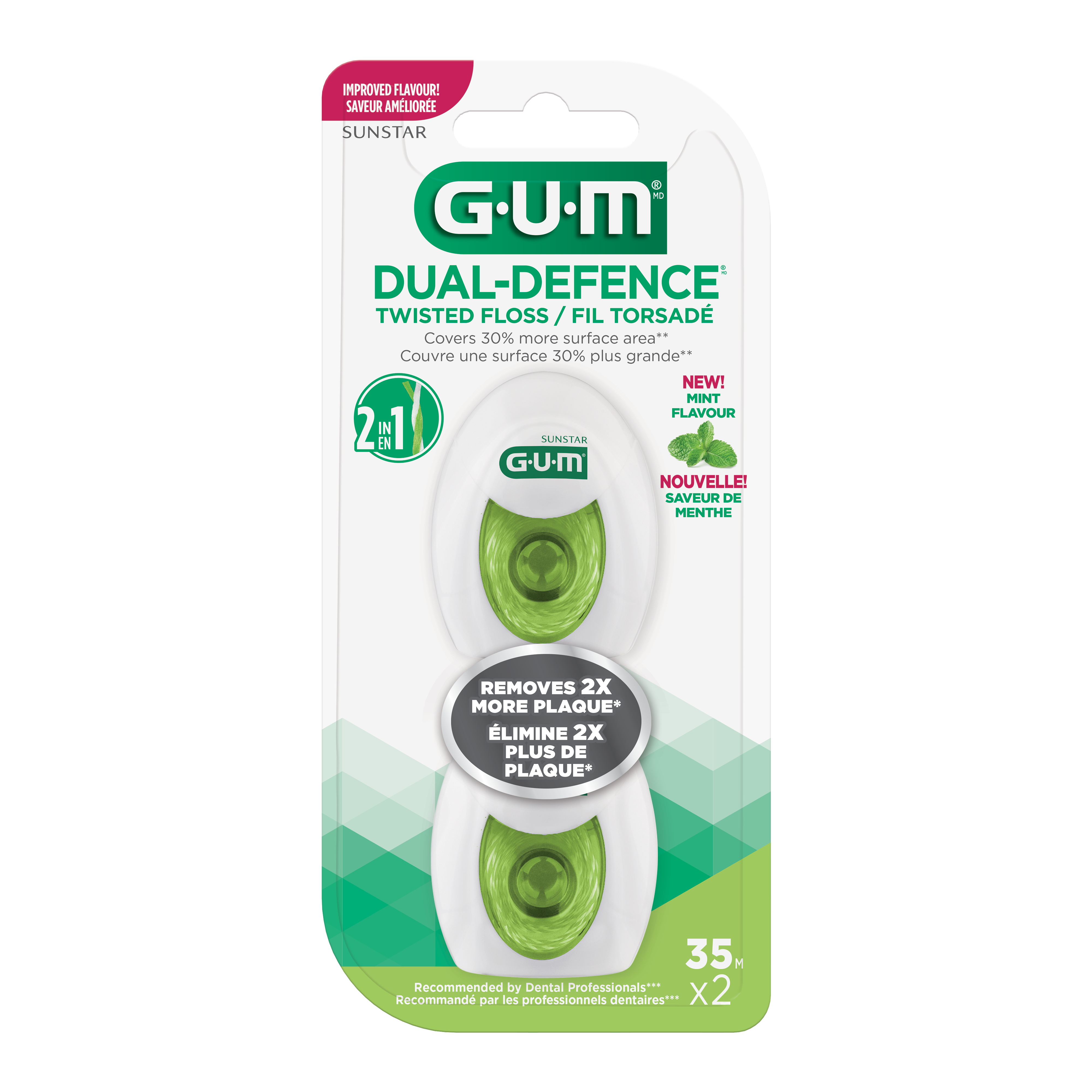 Front of Dual Defence floss packaging