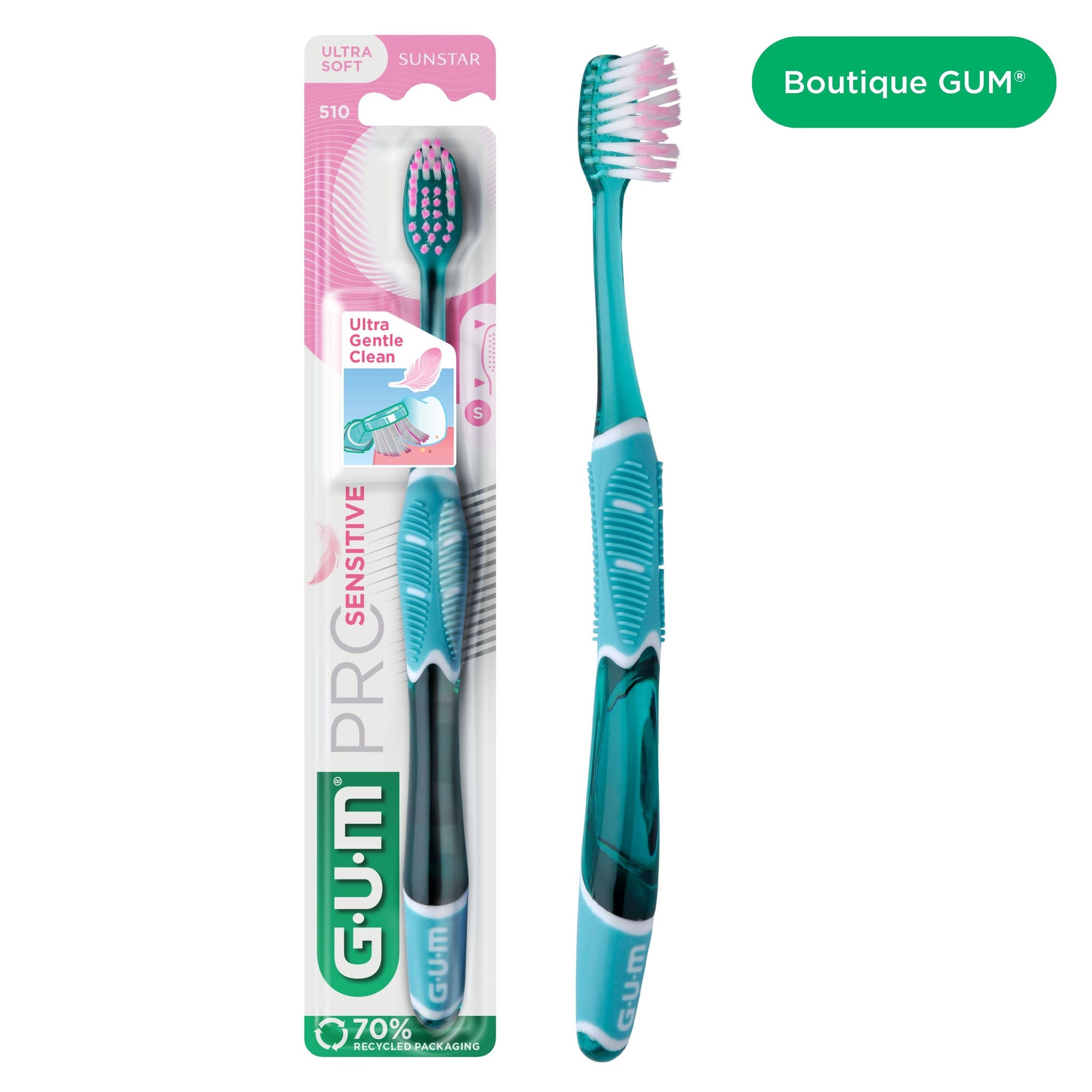 Product catalogue hub images - 510BTM-GUM-PRO-SENSITIVE-TOOTHBRUSH-TURQUOISE-hero-image