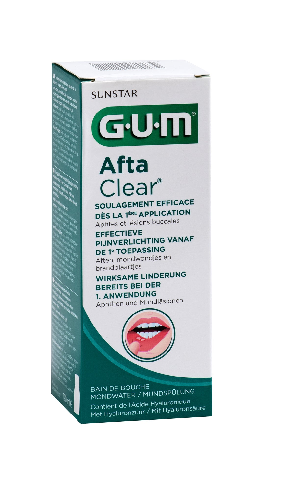 GUM AftaClear Mouthrinse 120ml Box for Oral Relief