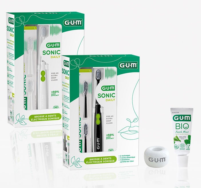 Coffret GUM® SONIC DAILY disponible en noir et en blanc