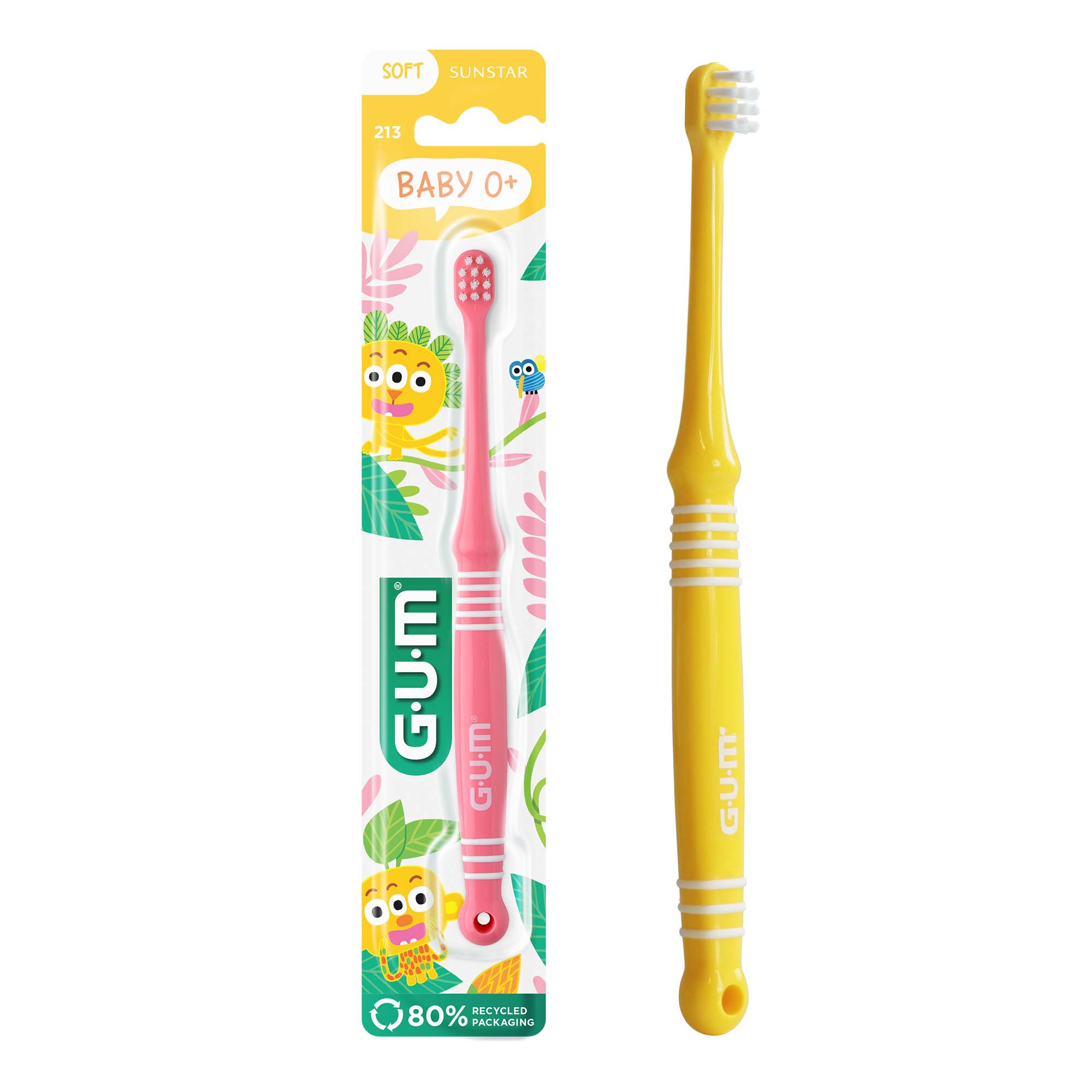 GUM Baby Toothbrush 213 for Ages 0+ with Soft Bristles