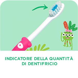 GUM BABY Spazzolino da denti con frecce che puntano al centro della testina dello spazzolino 
