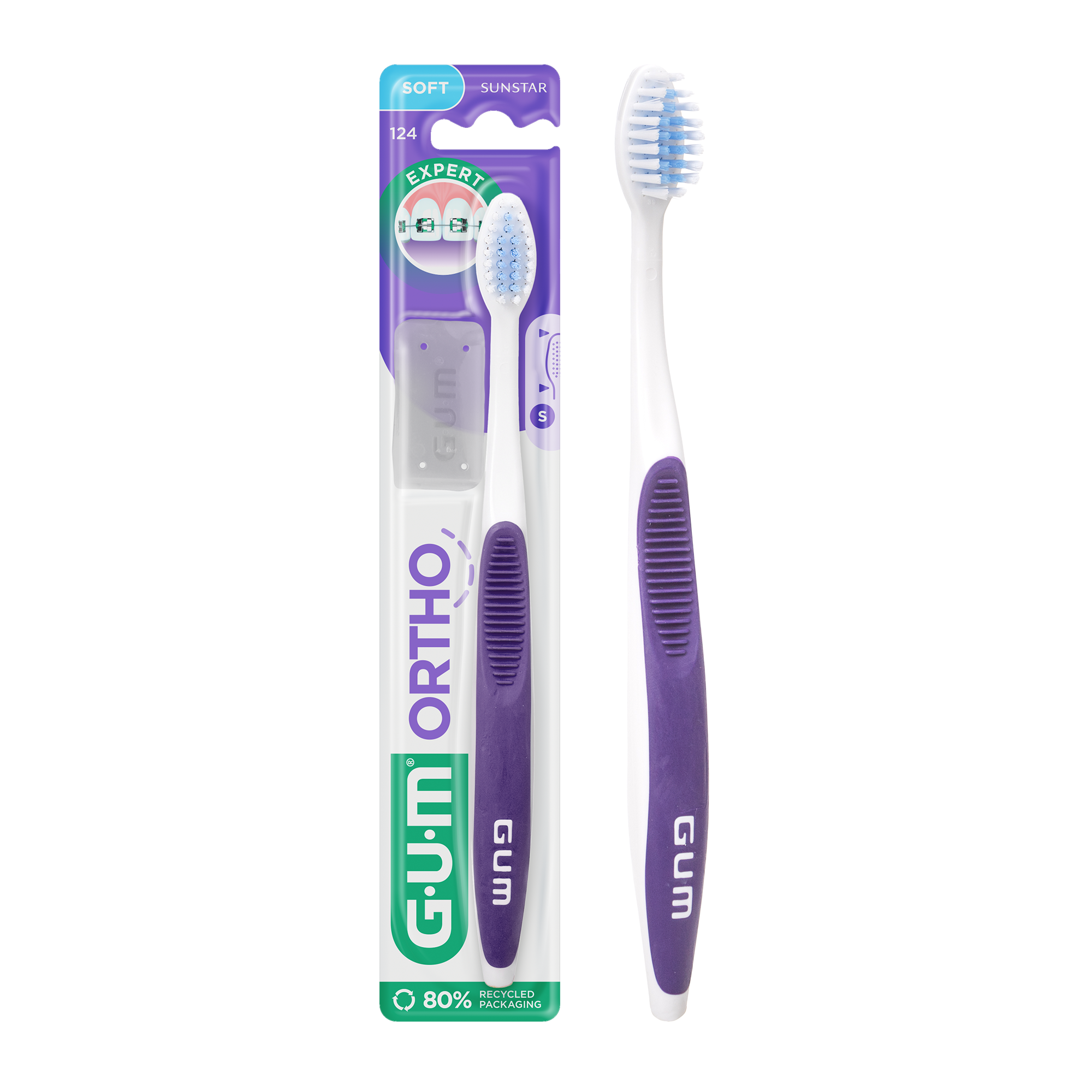 GUM Ortho Compact Soft Toothbrush Purple