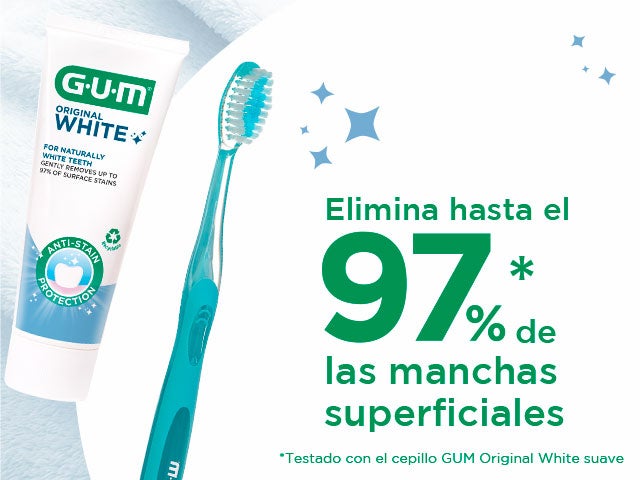 GUM ORIGINAL WHITE pasta de dientes y cepillo blanqueantes