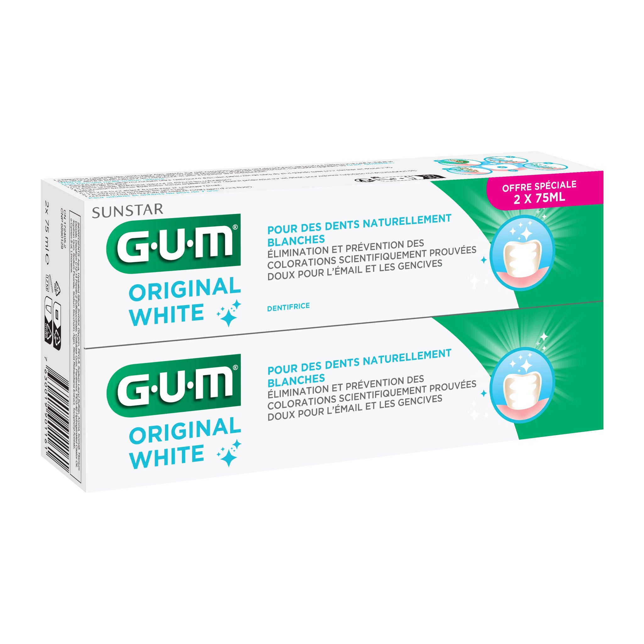 Dentifrice blanchissant GUM Original White dents blanches