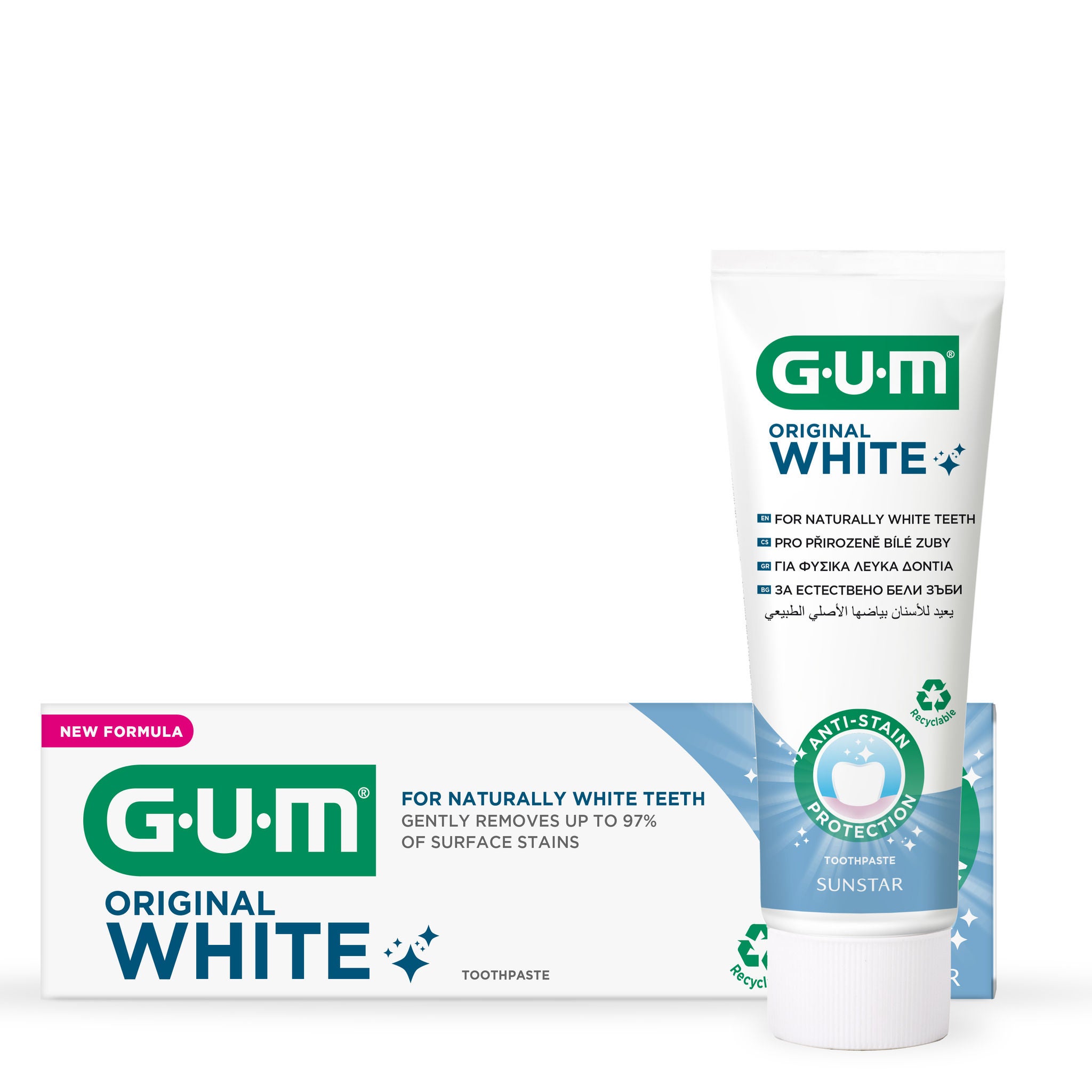 GUM Original White Toothpaste 75ml for Stain Removal