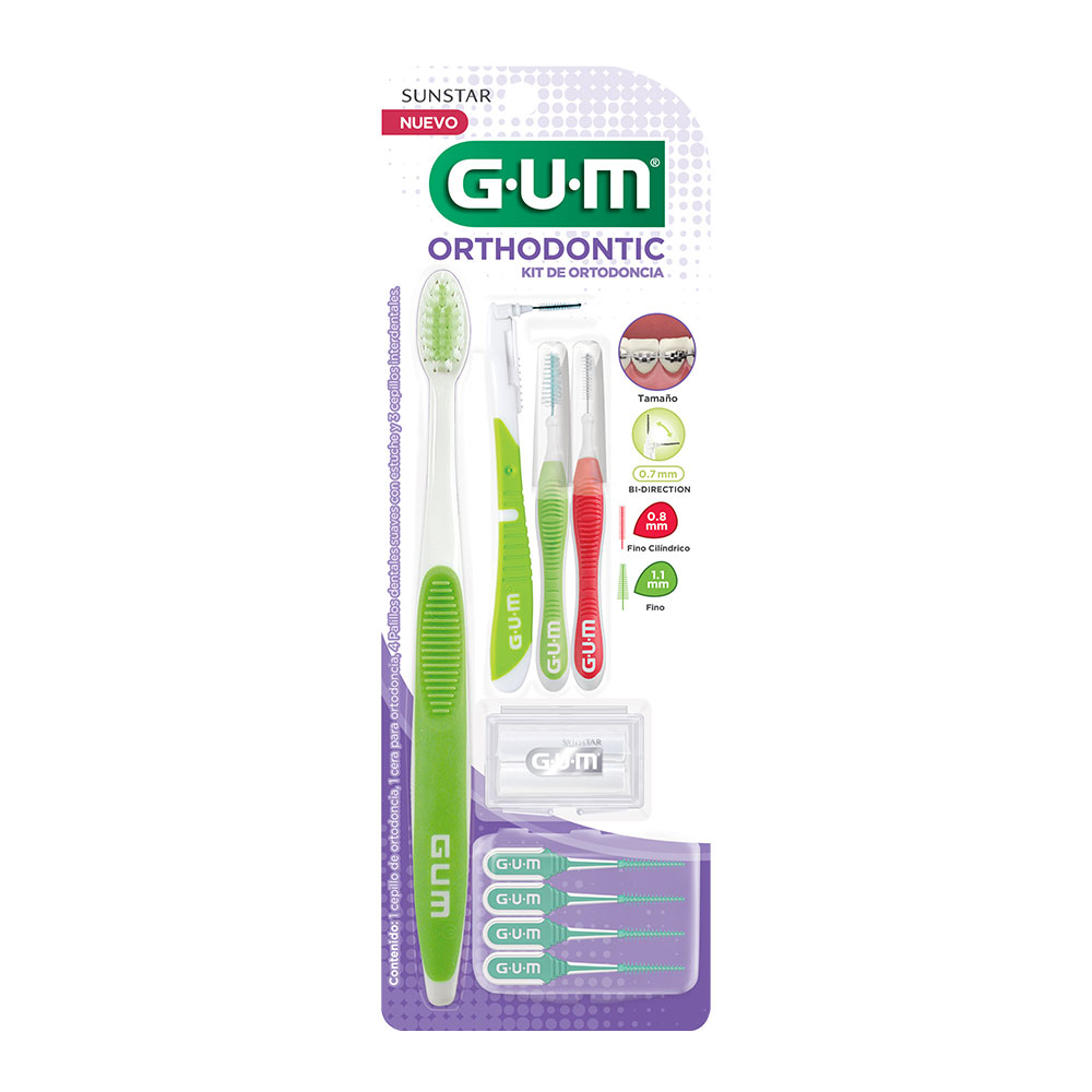 GUM ORTHODONTIC KIT  Cepillo Ortodontico, Cera de Ortodoncia e Interdentales