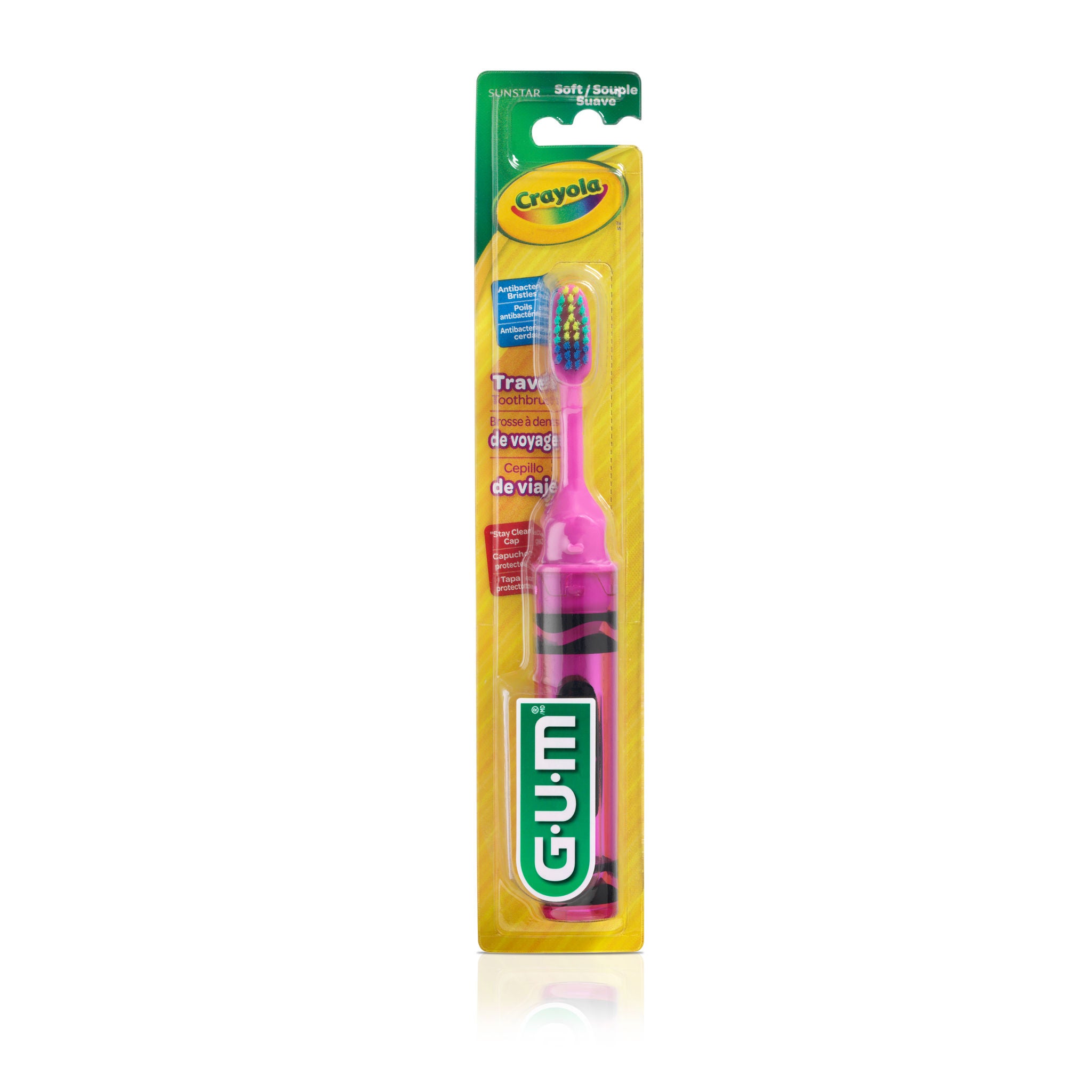 Brosse a dents de voyage GUM CRAYOLA, Poils Souples, 5+,