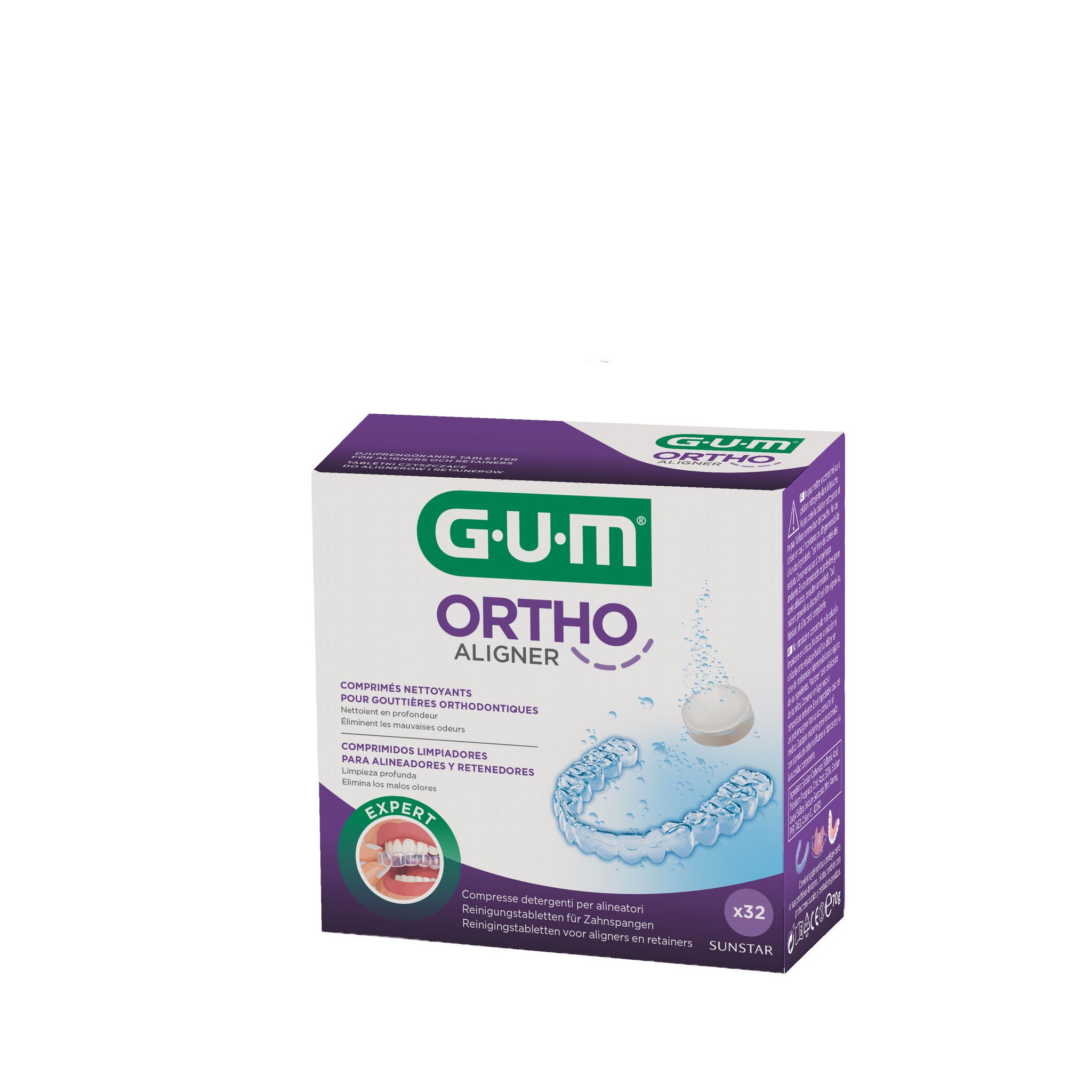 GUM Ortho Aligner cleaning tablets box