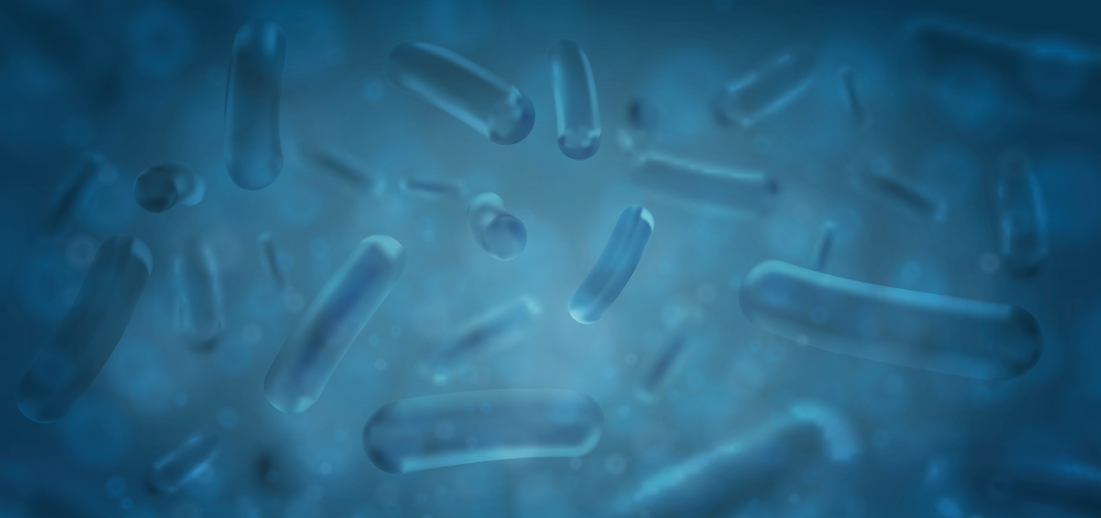 Abstract blue background with translucent, elongated shapes resembling bacteria or microorganisms, creating a sense of depth. Resolution: 1920x1080.