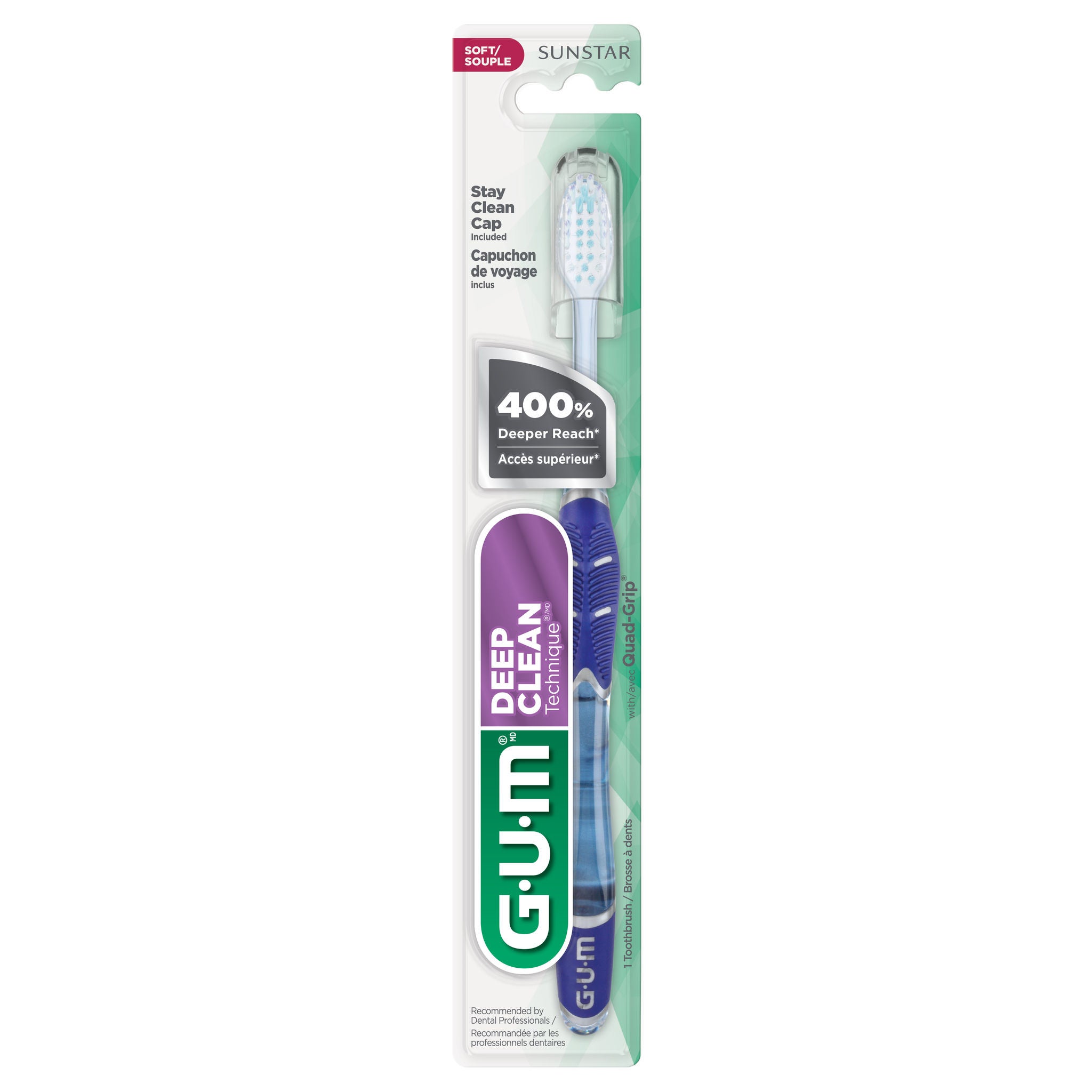 GUM TECHNIQUE Deep Clean Toothbrush, Compact, Soft Bristles