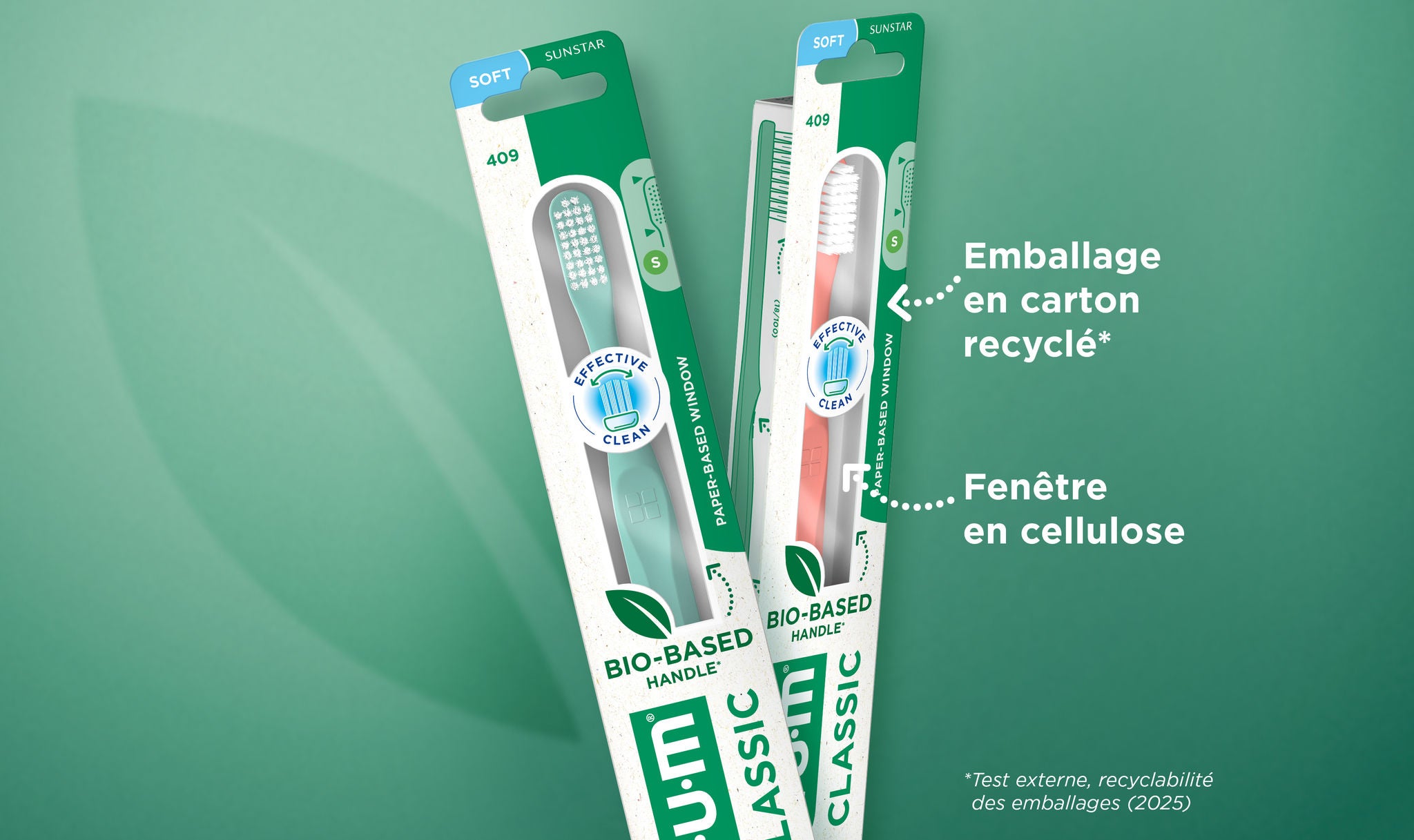 GUM CLASSIC Toothbrushes with packaging recyclable with paper