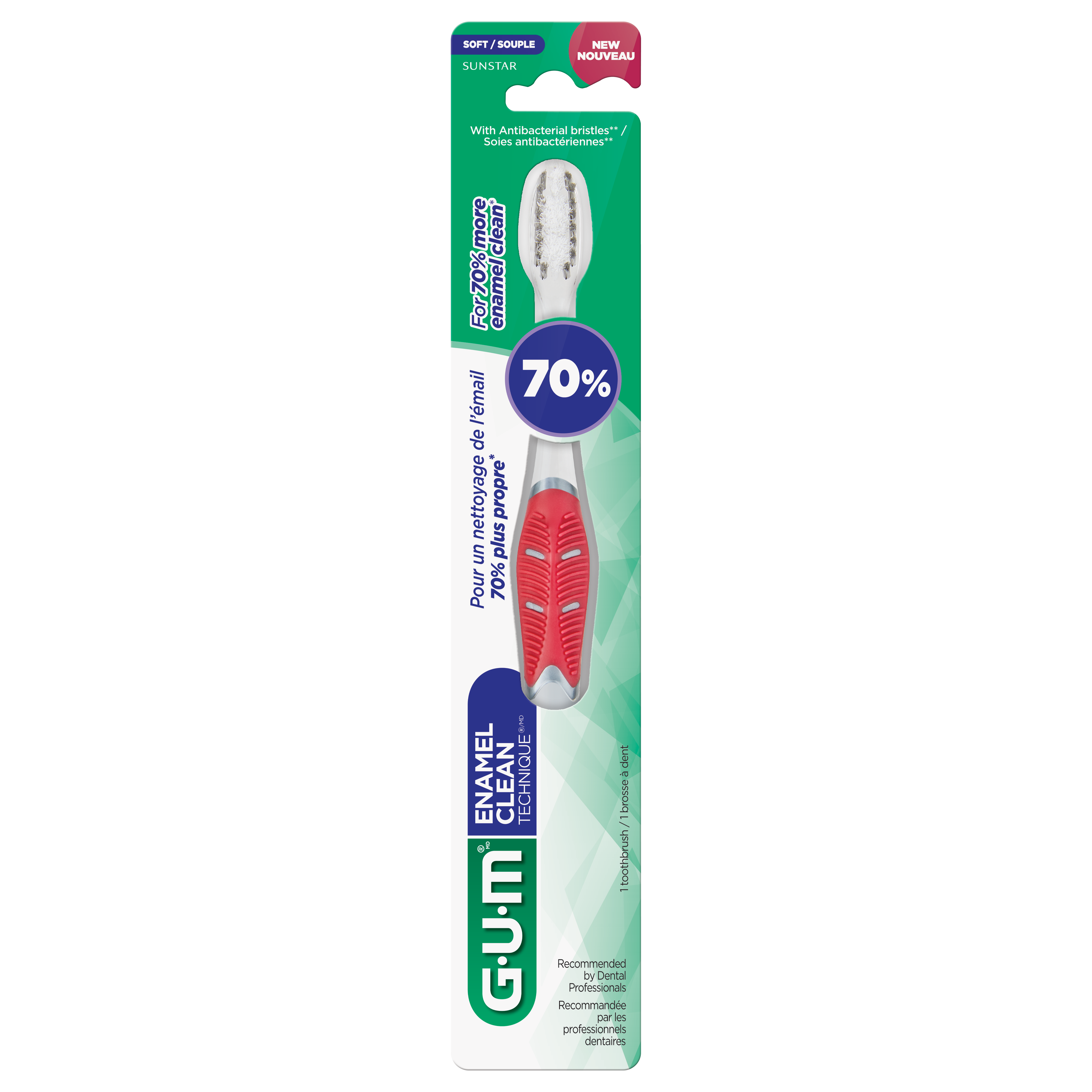 Brosse à dents, Poils Souples, Compacte, TECHNIQUEᴹᴰ ENAMEL CLEAN GUMᴹᴰ