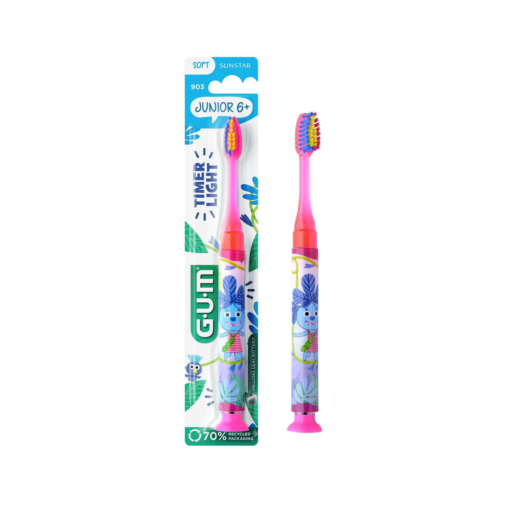 Spazzolino GUM LIGHT-UP 6+ rosa con confezione