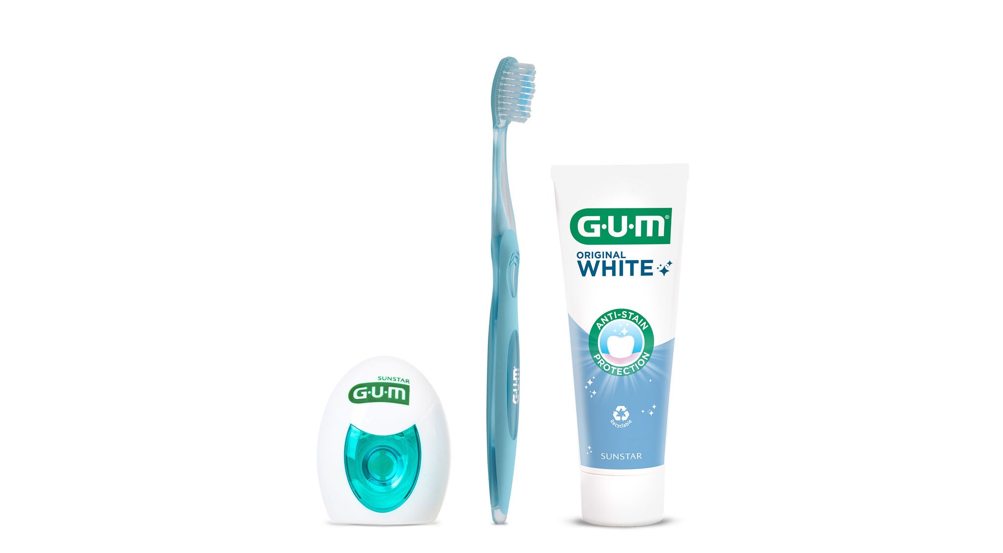 Filo interdentale Dentifricio e Spazzolino GUM Original White