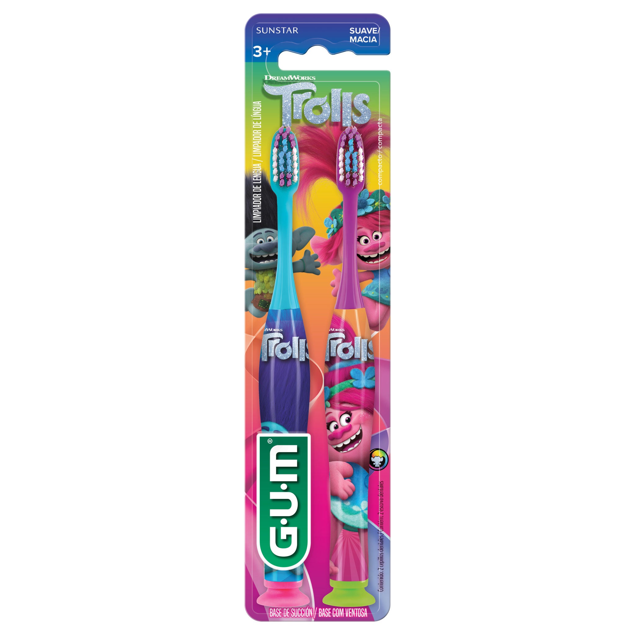 GUM TROLLS Cepillo Manual Infantil 2 pack