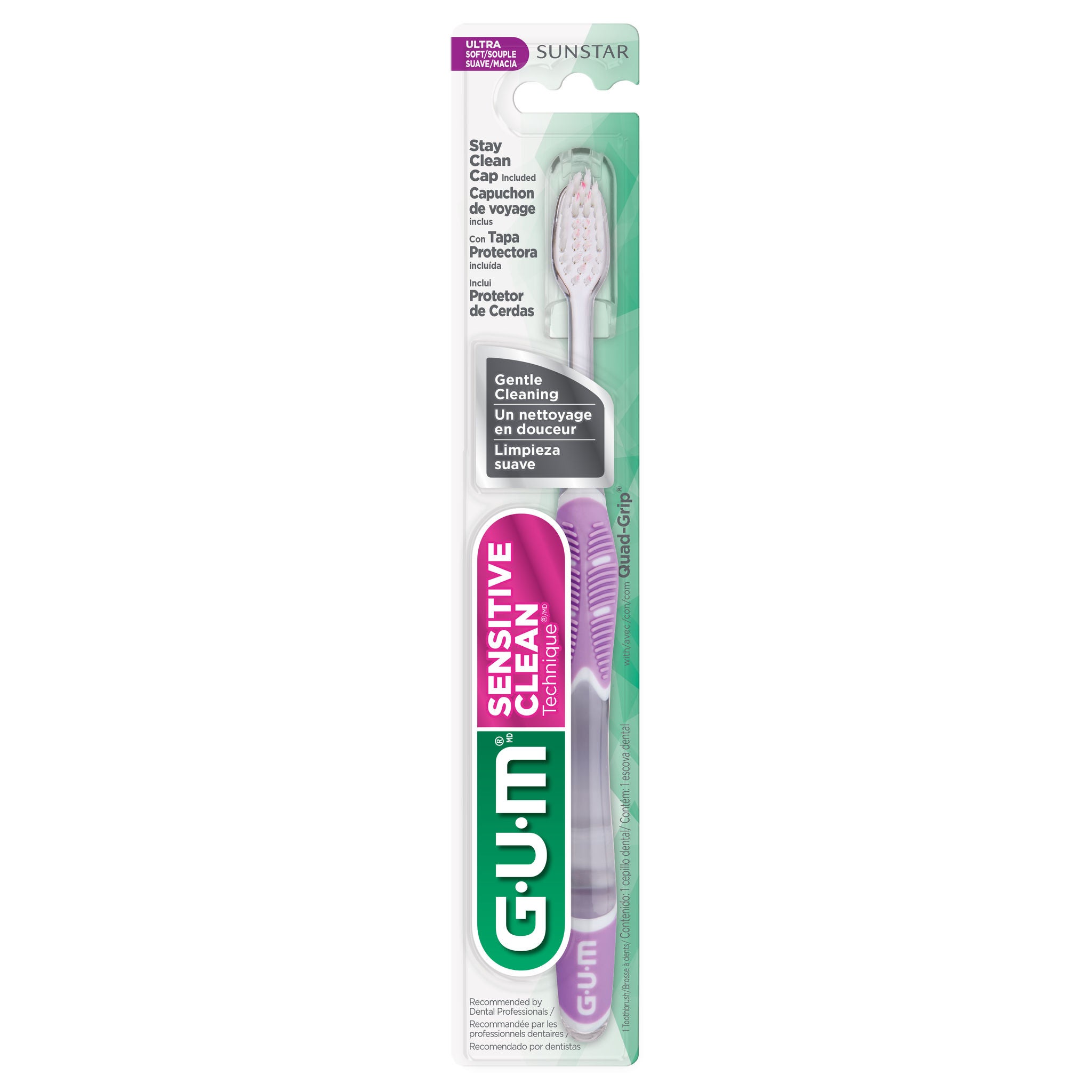 GUM TECHNIQUE Sensitive Clean Toothbrush, Compact, Ultra Soft Bristles