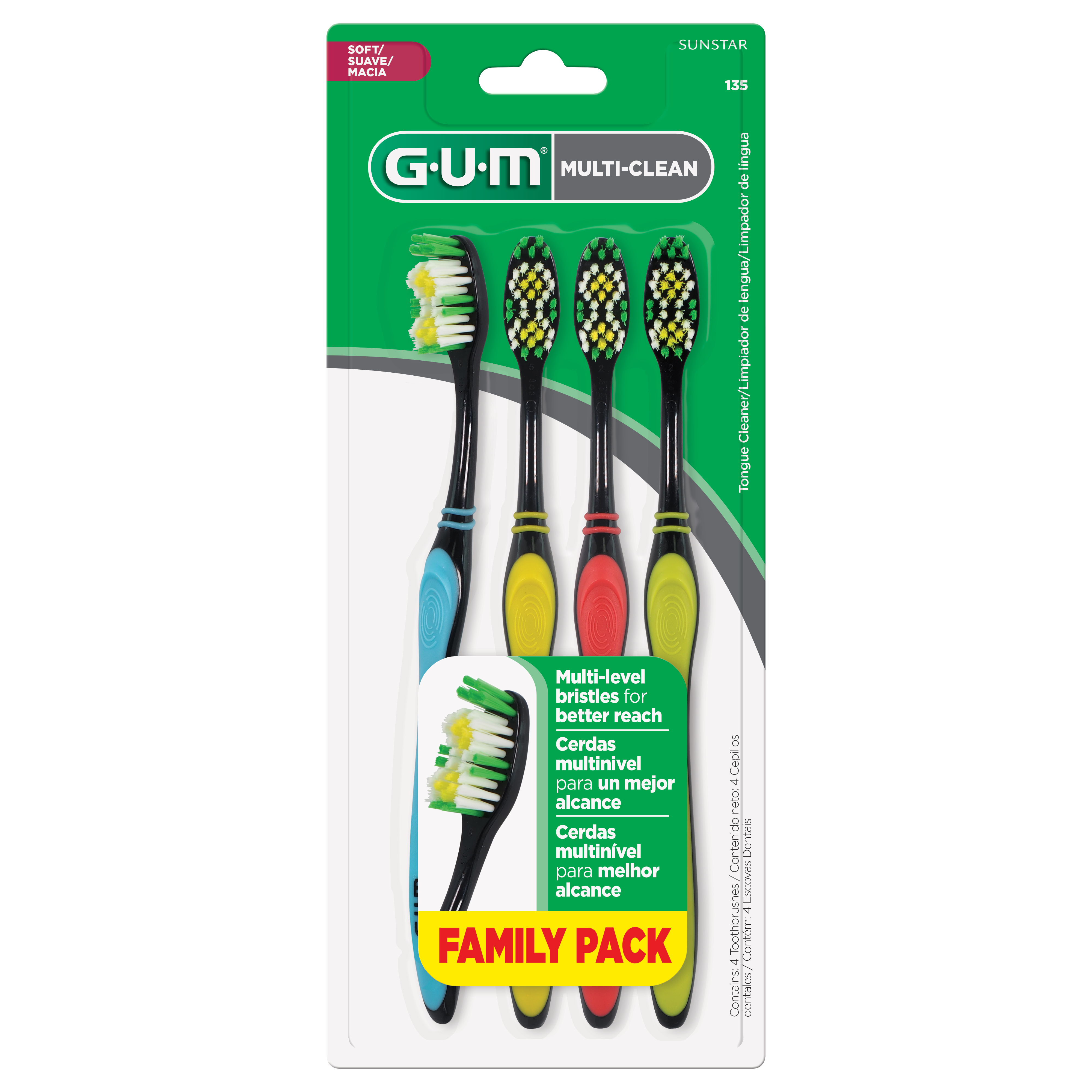 GUM Cepillo de Dientes Multi-Clean Packaging 4 CT