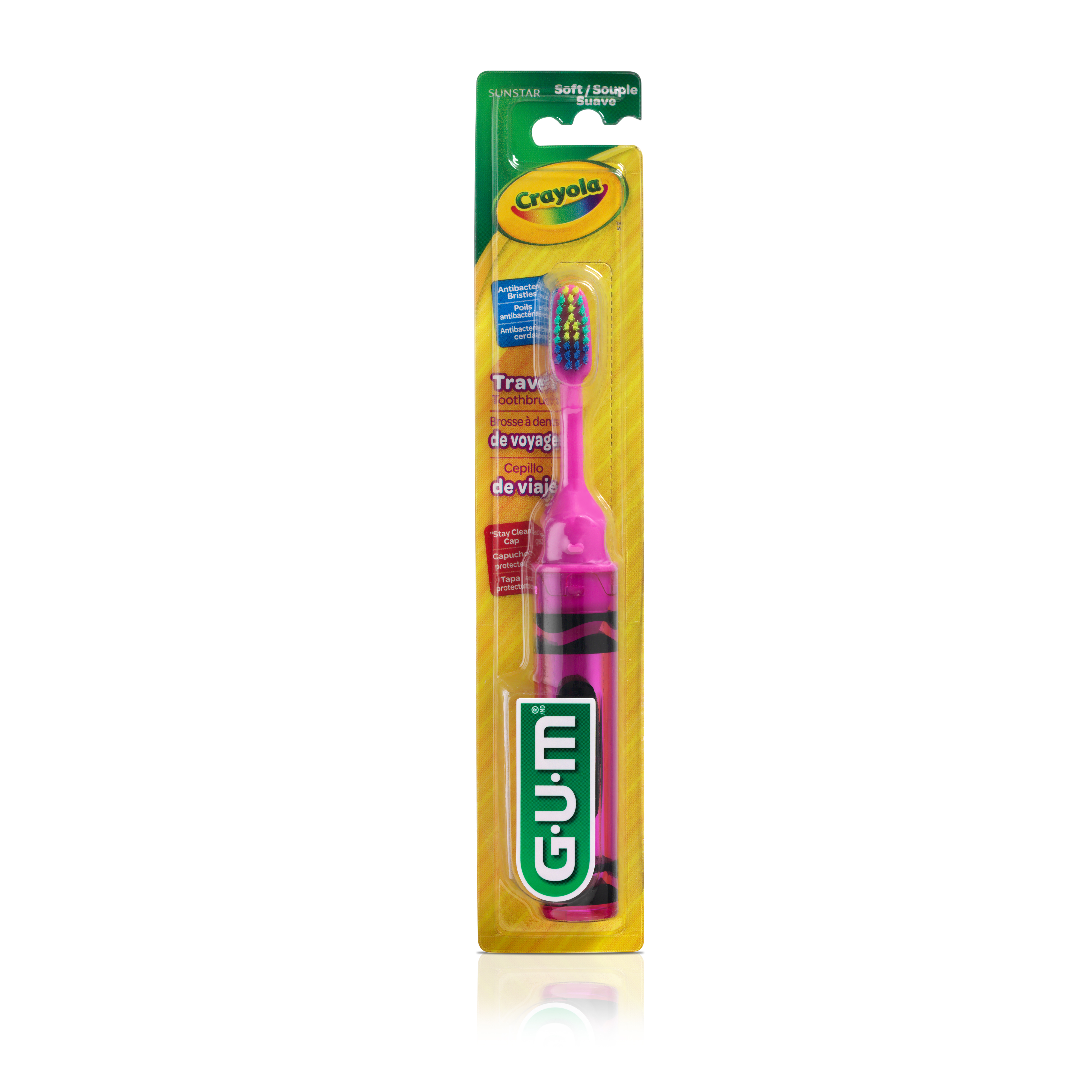 Brosse a dents de voyage GUM CRAYOLA, Poils Souples, 5+,