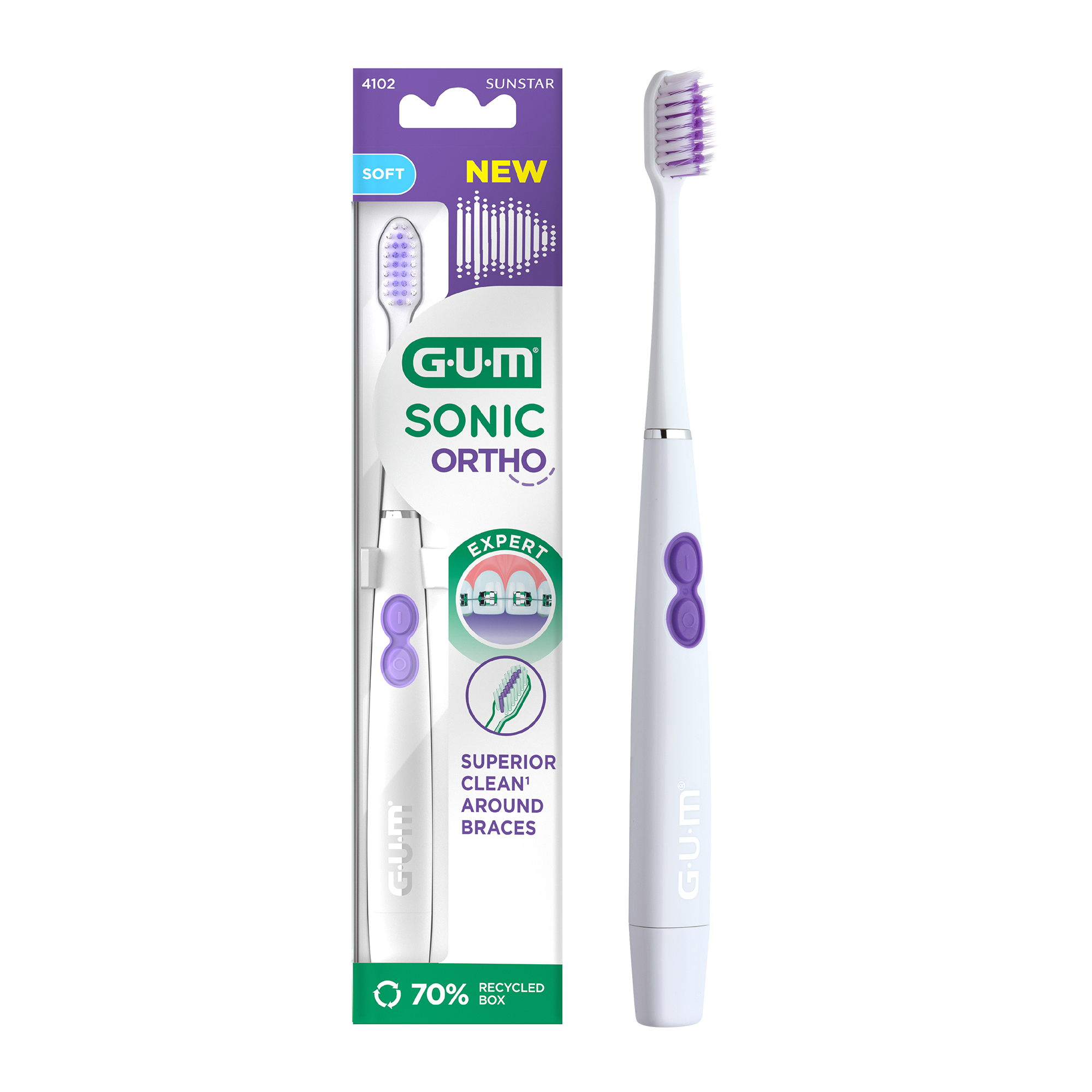 GUM® SONIC ORTHO Elektrische batterij tandenborstel GUM® SONIC ORTHO Elektrische batterij tandenborstel
